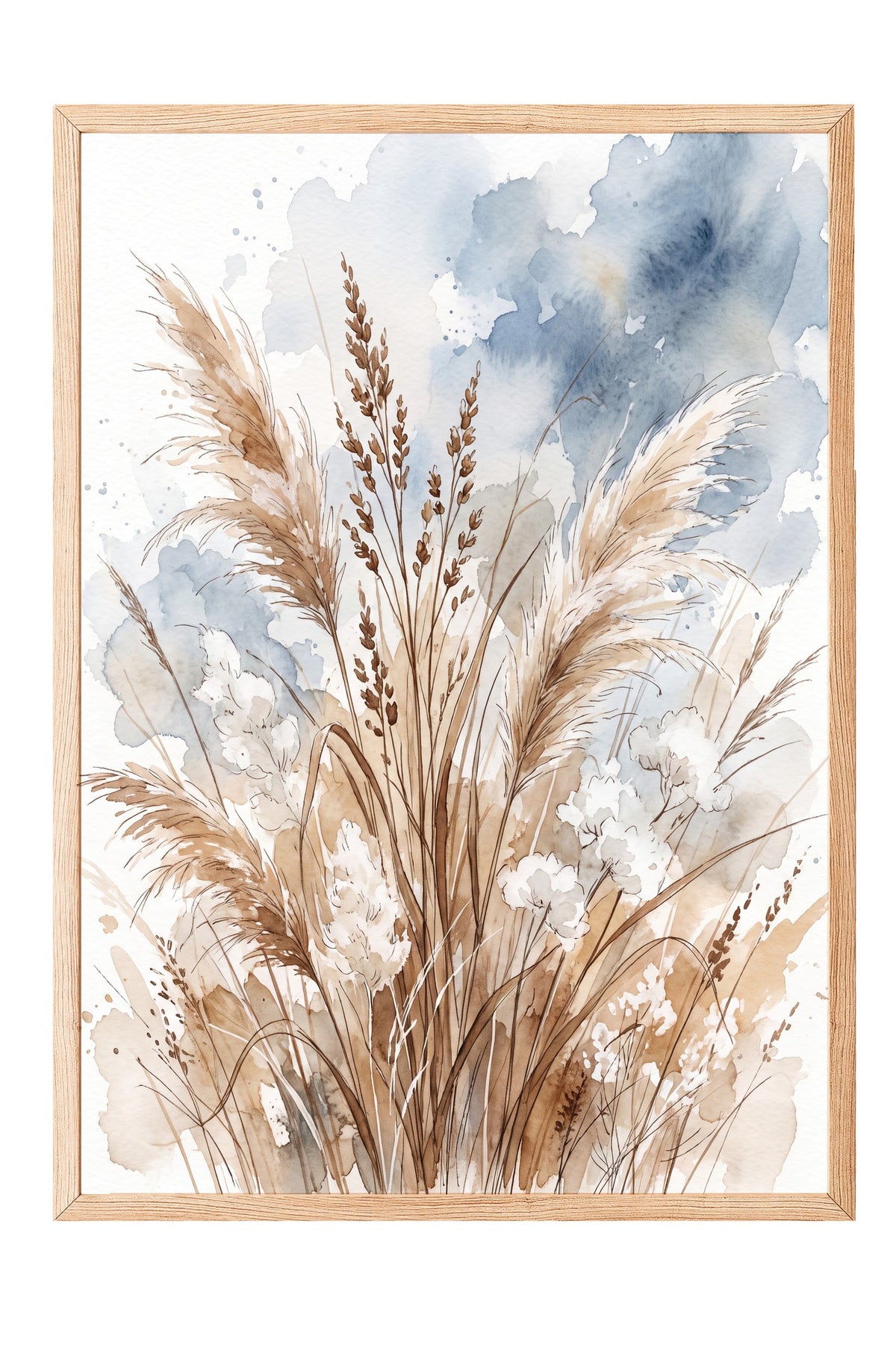 Kuru Otlar ve Pampas Rüzgarı Poster – Ahşap Çerçeveli Tablo