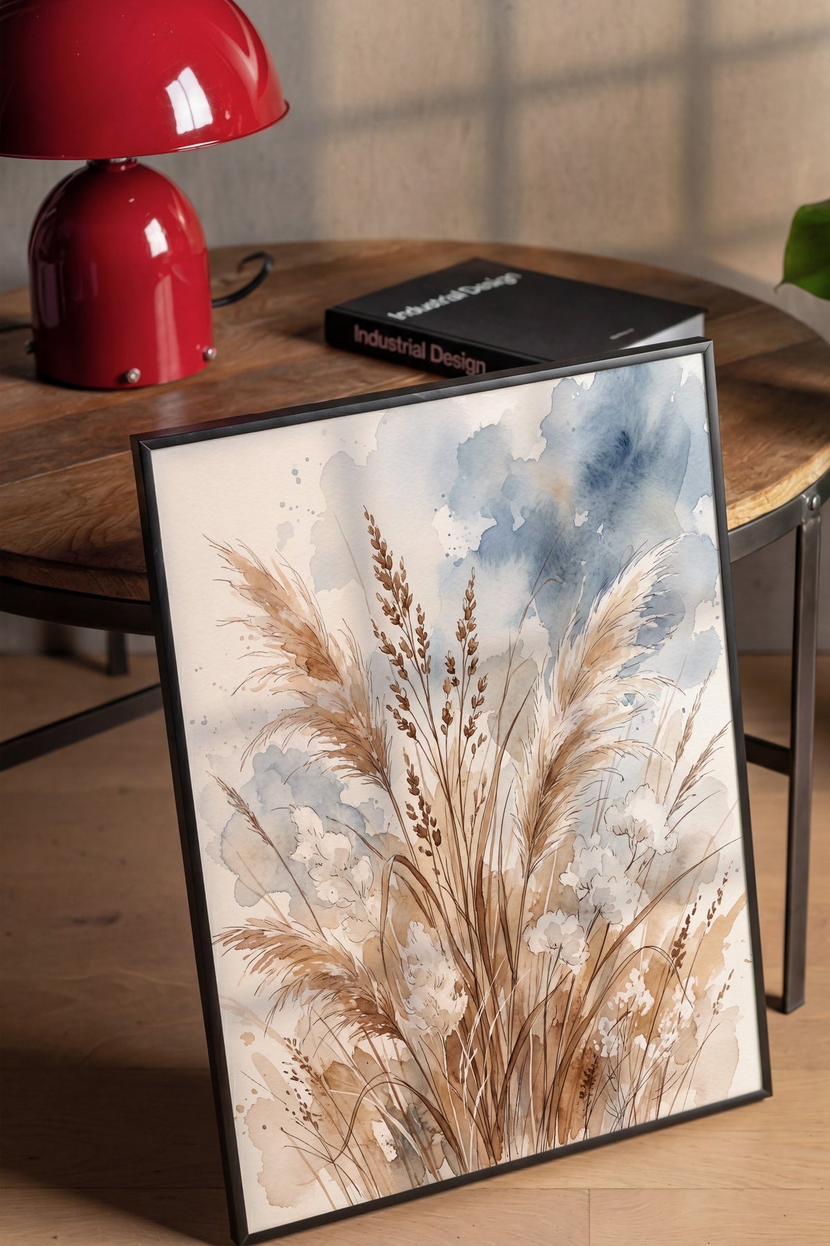 Kuru Otlar ve Pampas Rüzgarı Poster – Siyah Çerçeveli Tablo