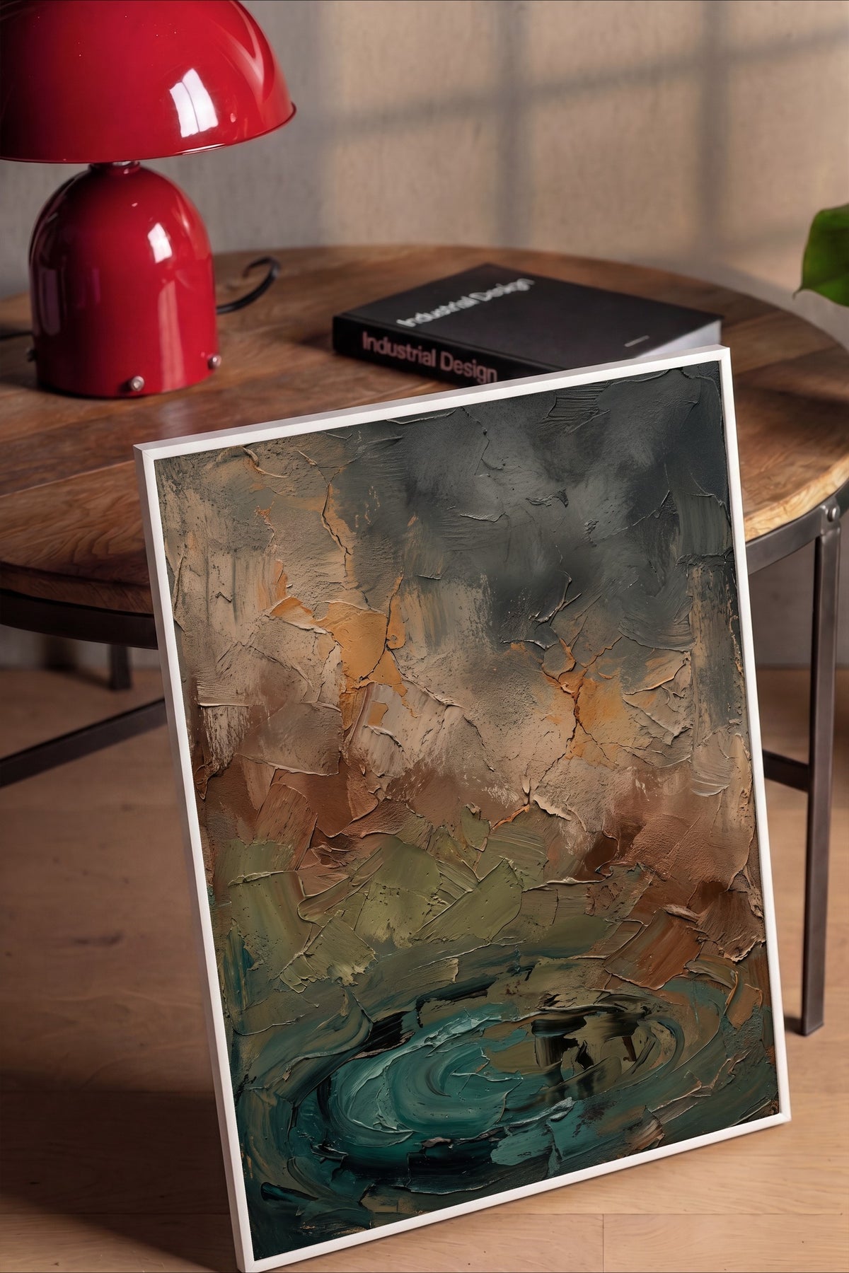 Toprak ve Su Girdabı Soyutlaması Poster – Beyaz Çerçeveli Tablo