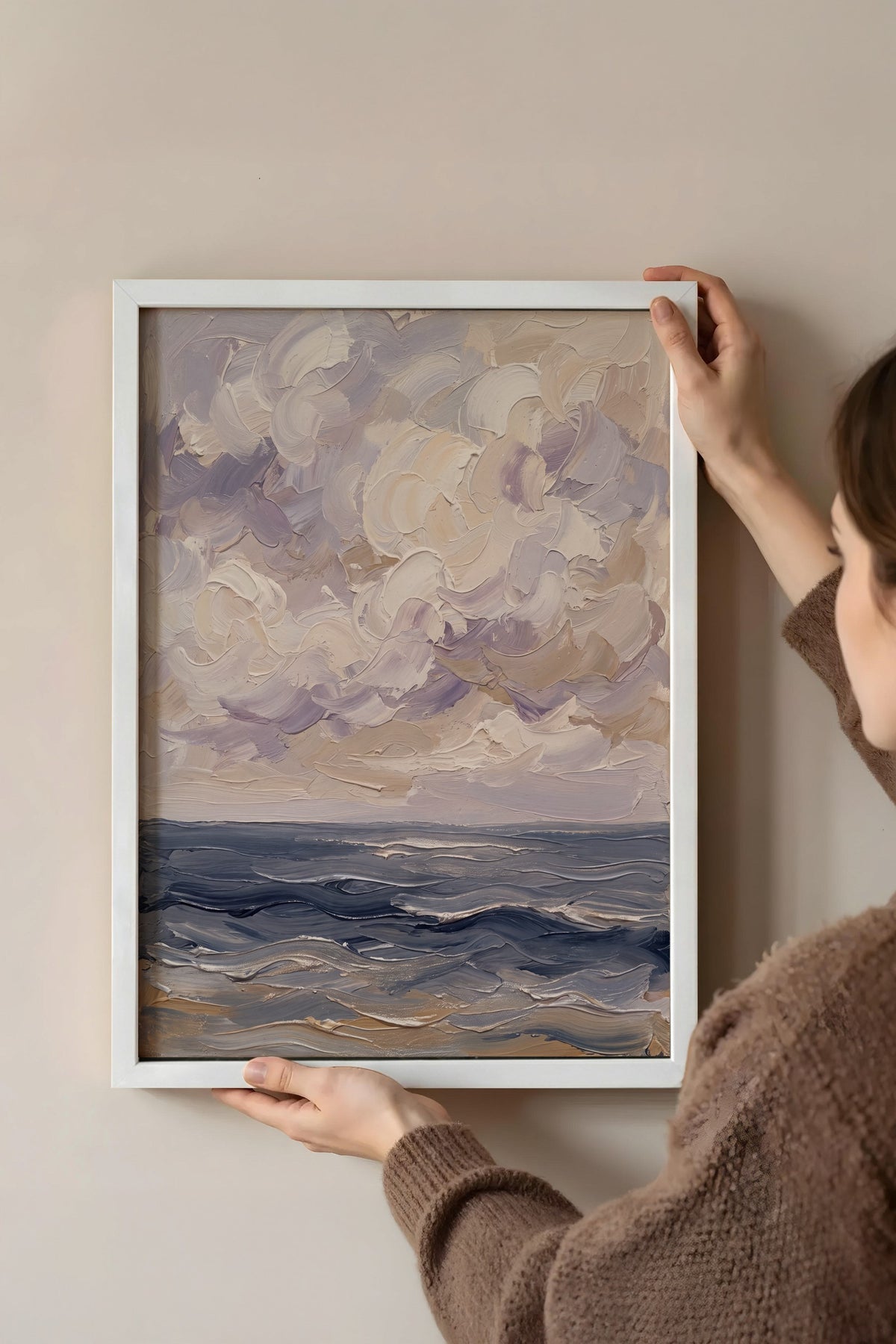 Fırtınalı Deniz ve Bulutlar Poster – Beyaz Çerçeveli Tablo