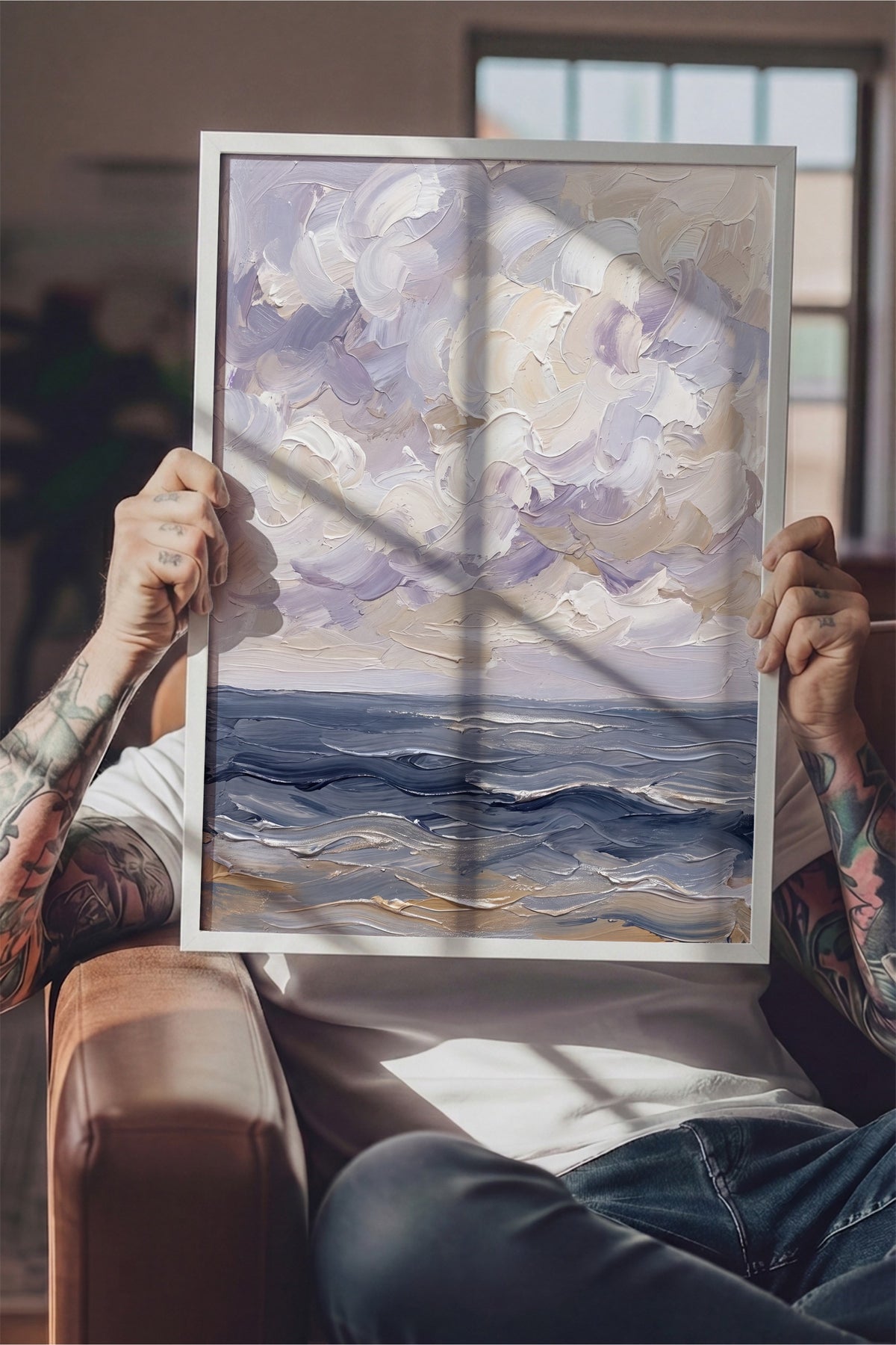 Fırtınalı Deniz ve Bulutlar Poster – Beyaz Çerçeveli Tablo