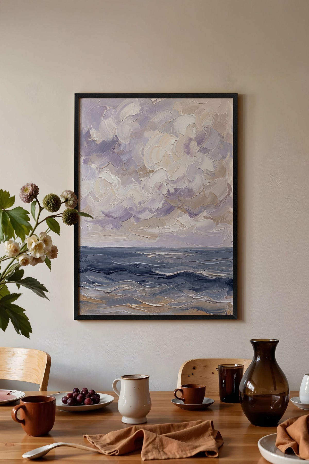 Fırtınalı Deniz ve Bulutlar Poster – Siyah Çerçeveli Tablo