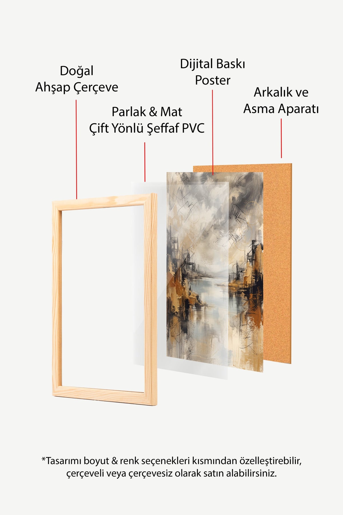Puslu Nehir Kıyısı Soyutlaması Poster – Ahşap Çerçeveli Tablo