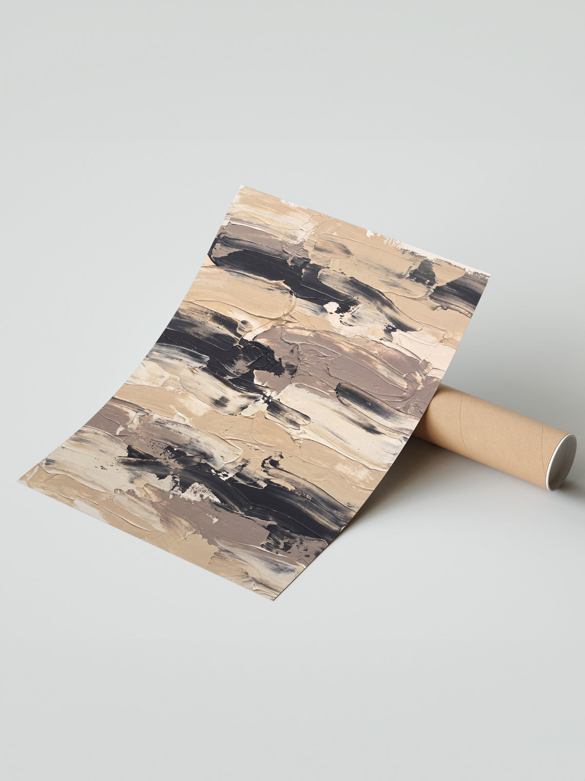 Toprak Tonlarında Soyut Fırça Dokuları Çerçevesiz Poster