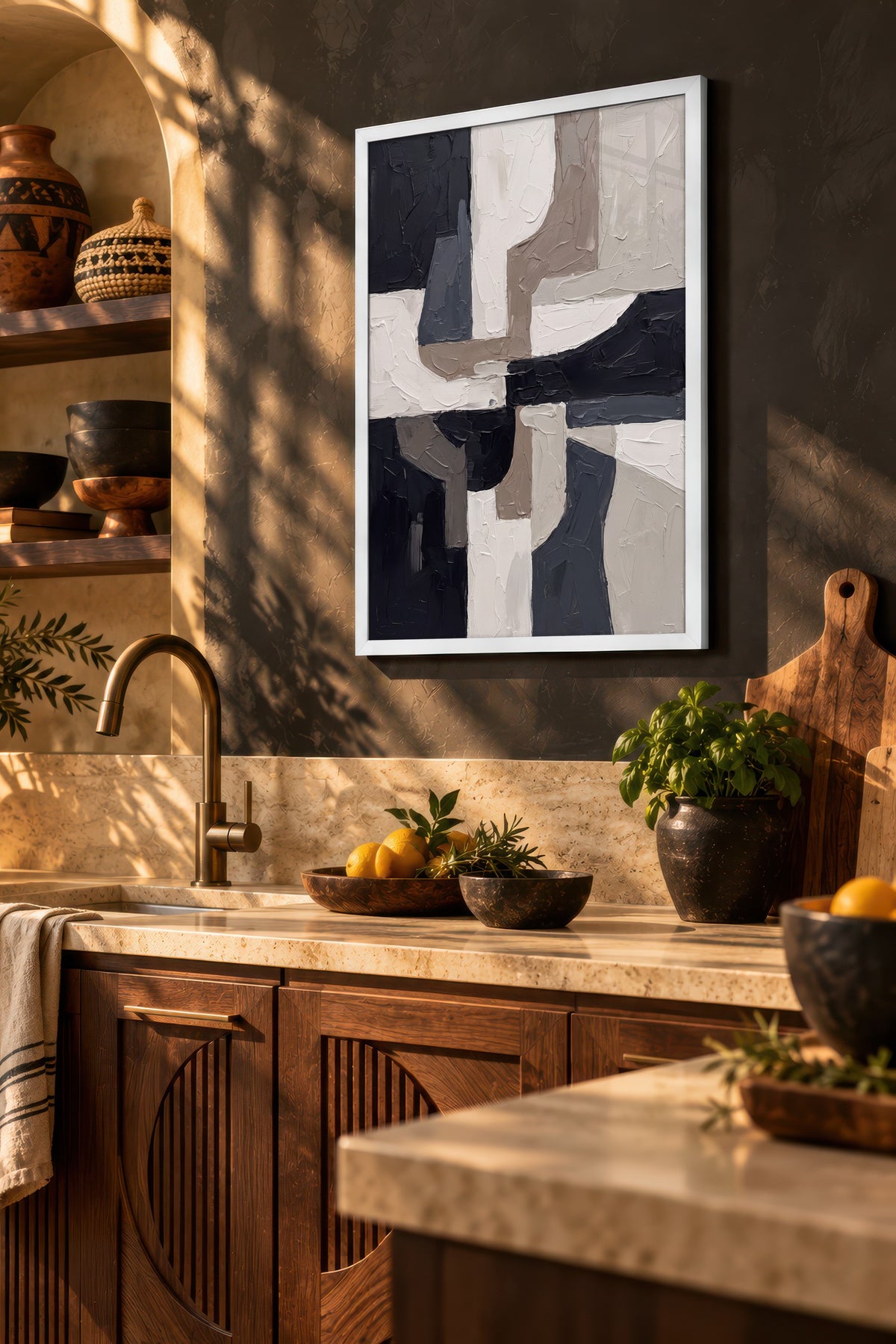 Geometrik Kesişimler Poster – Beyaz Çerçeveli Tablo