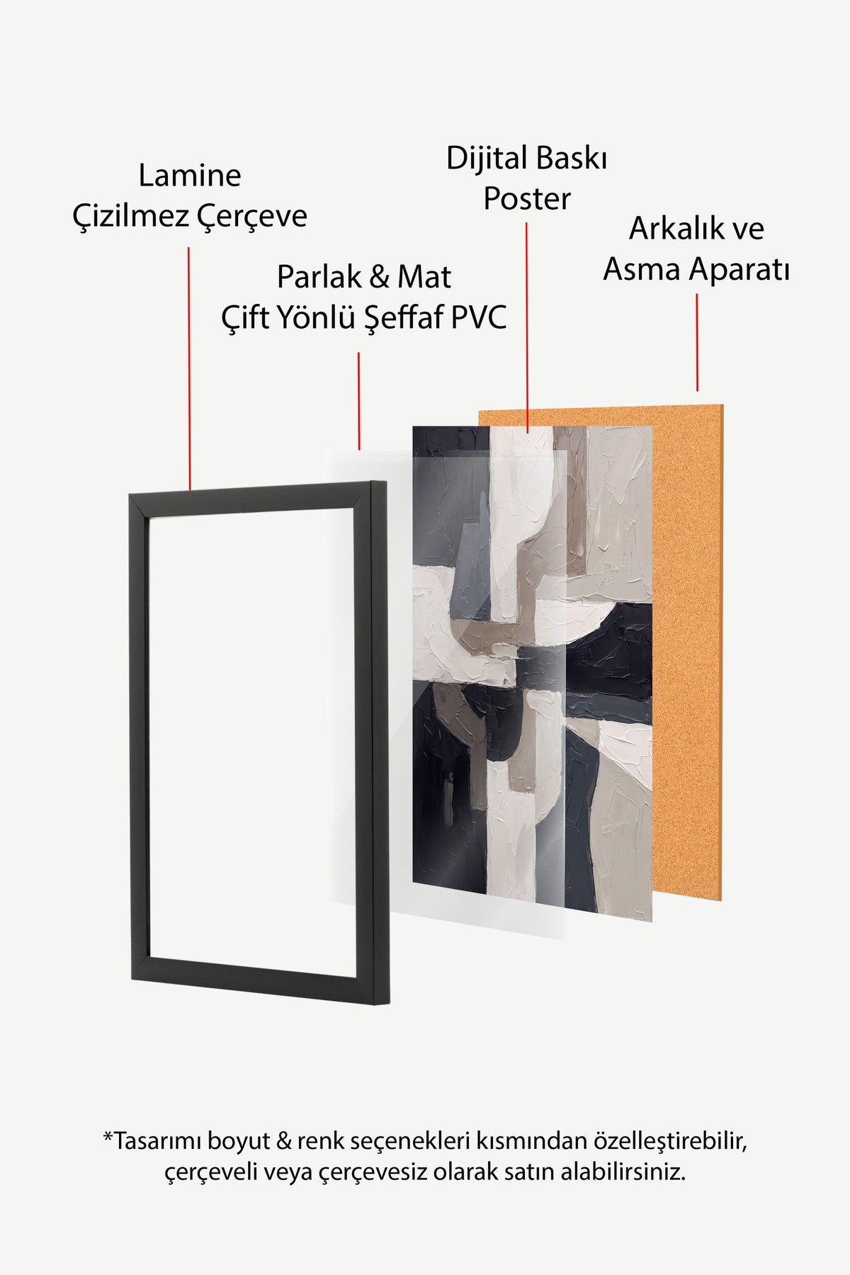 Geometrik Kesişimler Poster – Siyah Çerçeveli Tablo