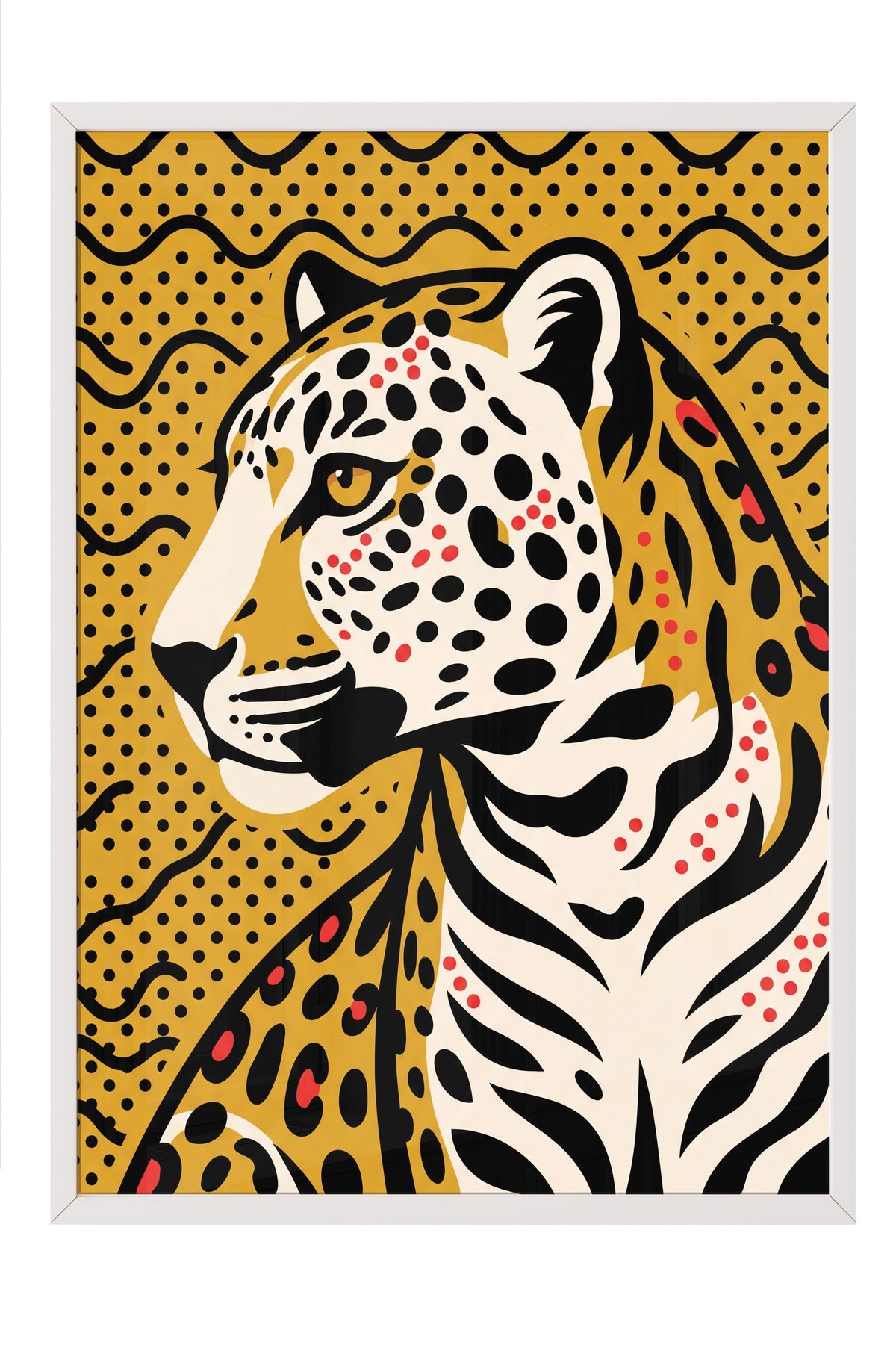 Benekli Leopar Portresi Poster – Beyaz Çerçeveli Tablo