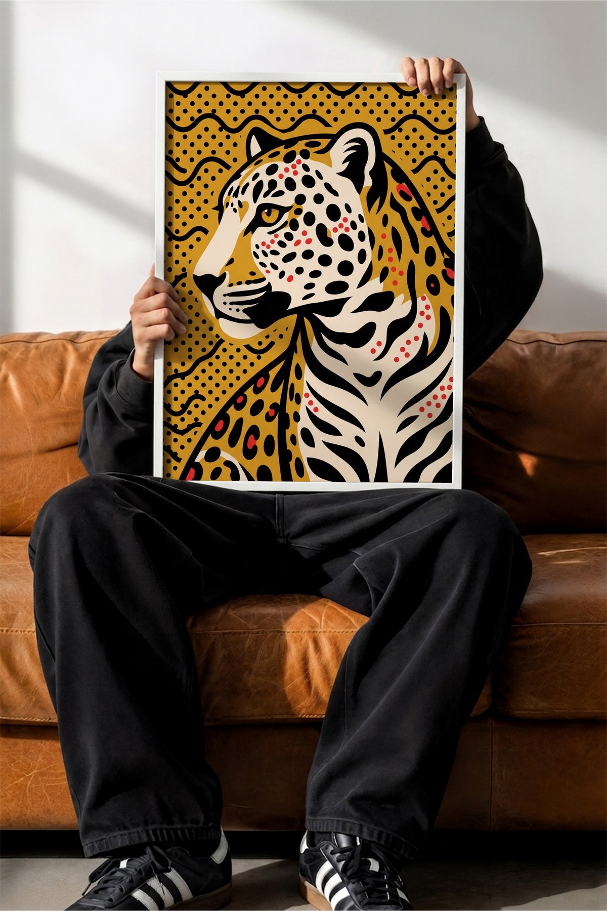 Benekli Leopar Portresi Poster – Beyaz Çerçeveli Tablo