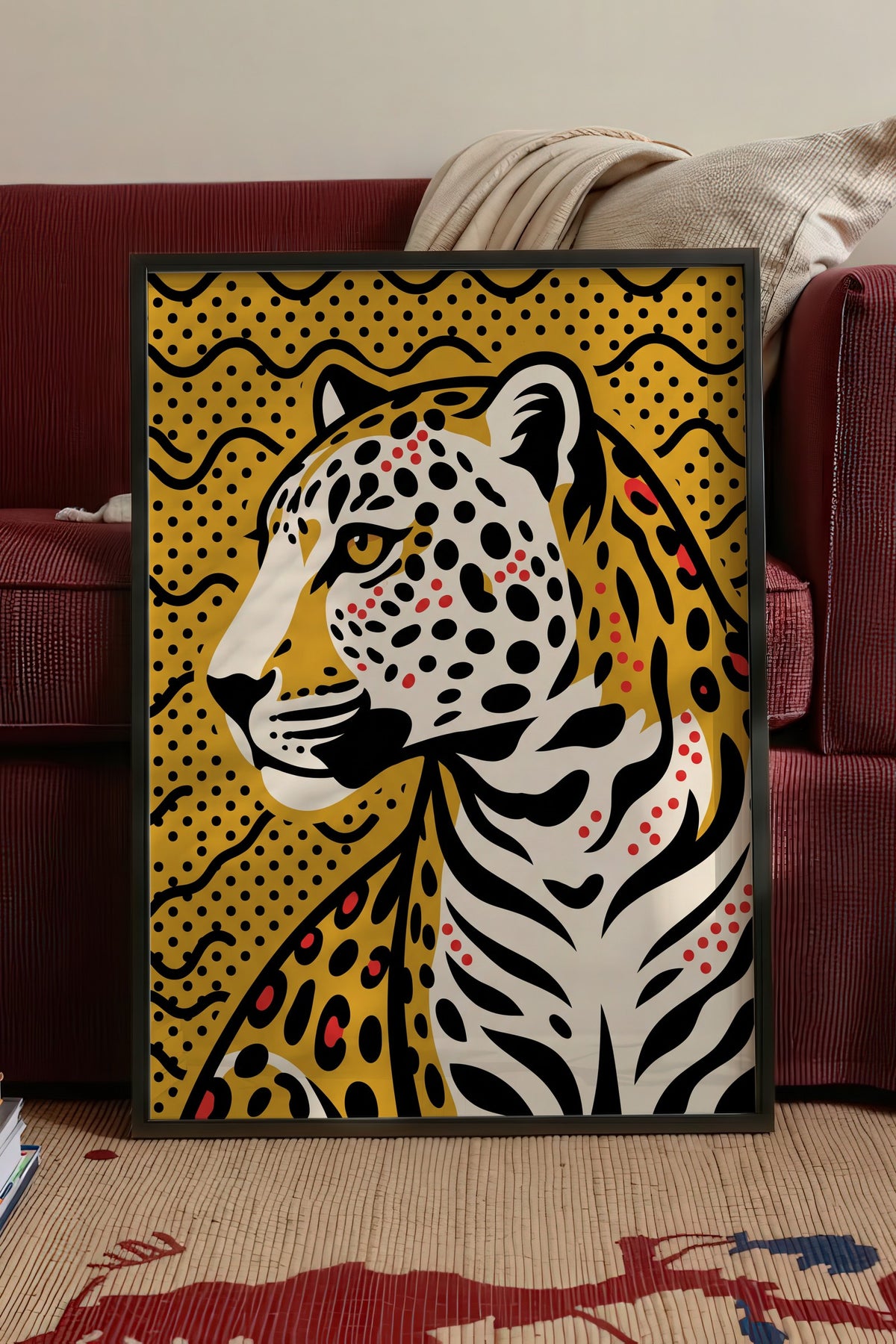Benekli Leopar Portresi Poster – Siyah Çerçeveli Tablo