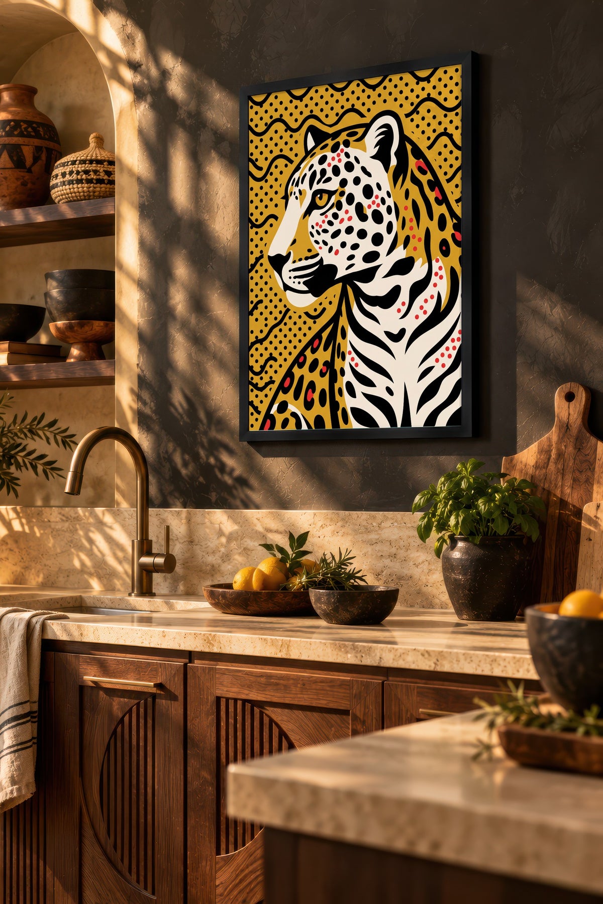 Benekli Leopar Portresi Poster – Siyah Çerçeveli Tablo