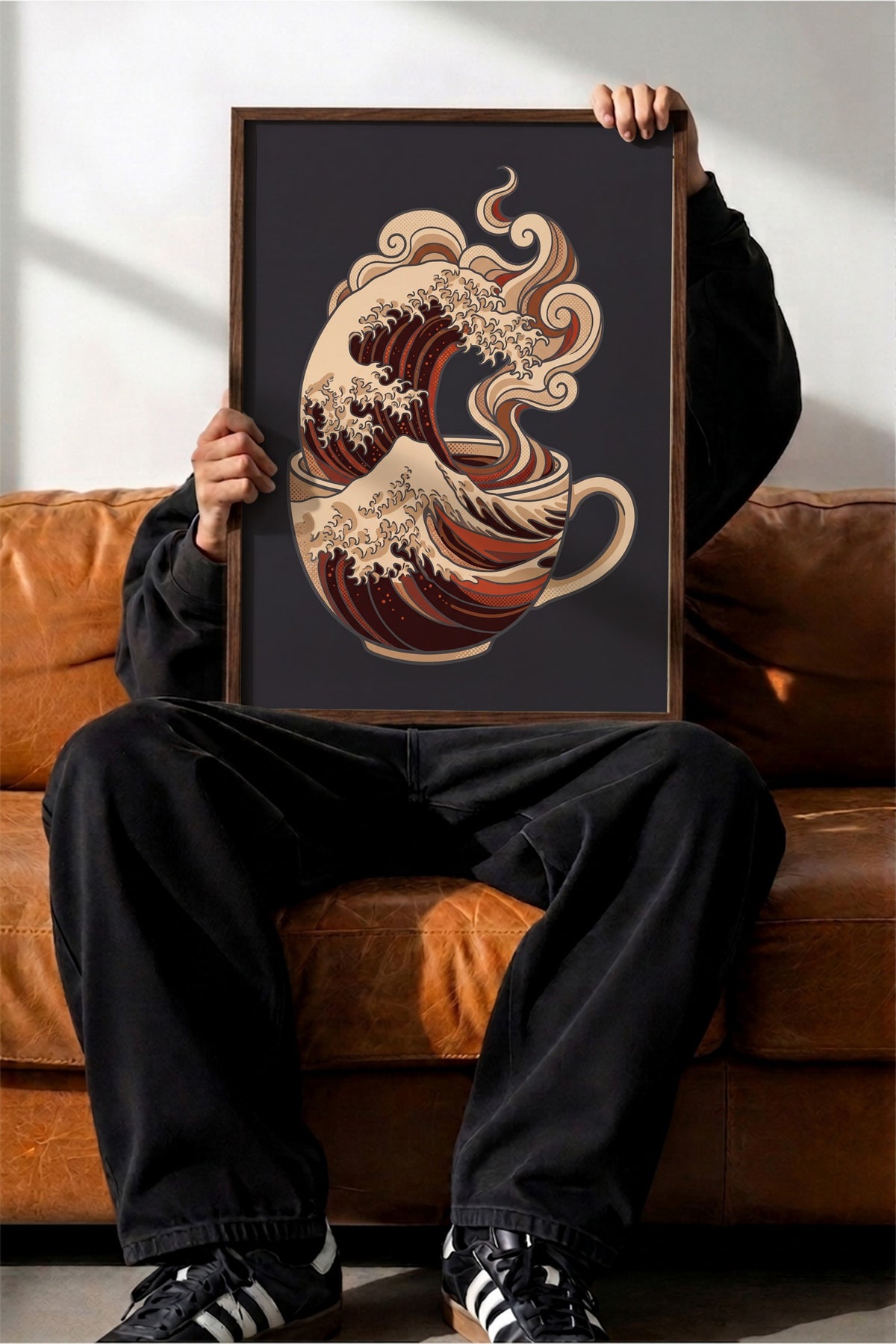 Kahve Dalgası Poster – Kahverengi Çerçeveli Tablo
