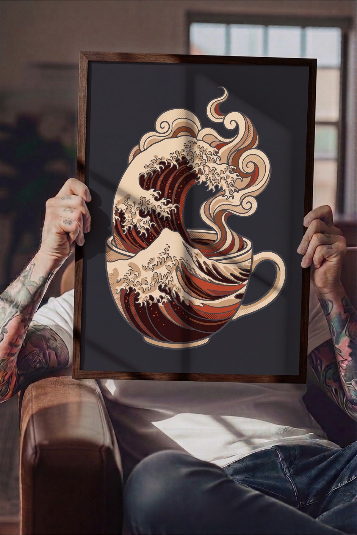 Kahve Dalgası Poster – Kahverengi Çerçeveli Tablo