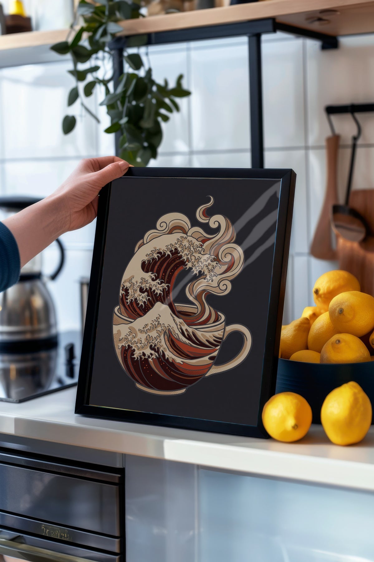 Kahve Dalgası Poster – Siyah Çerçeveli Tablo