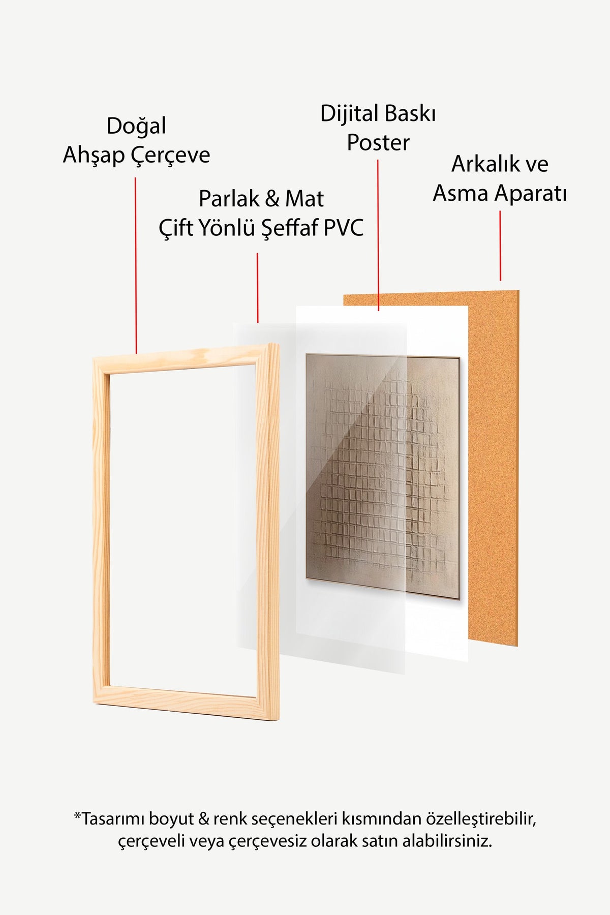 Dokulu Izgara Deseni Poster – Ahşap Çerçeveli Tablo