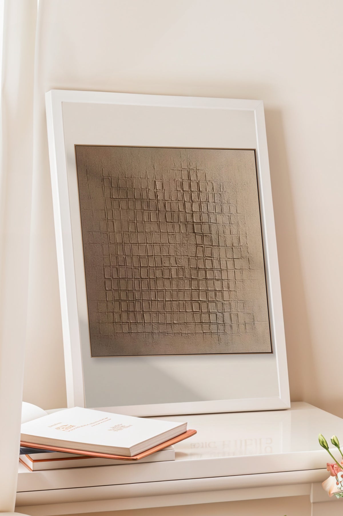Dokulu Izgara Deseni Poster – Beyaz Çerçeveli Tablo