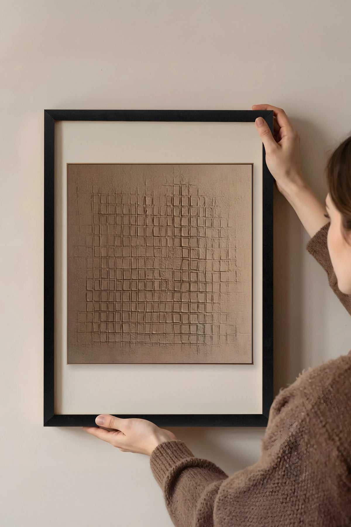 Dokulu Izgara Deseni Poster – Siyah Çerçeveli Tablo