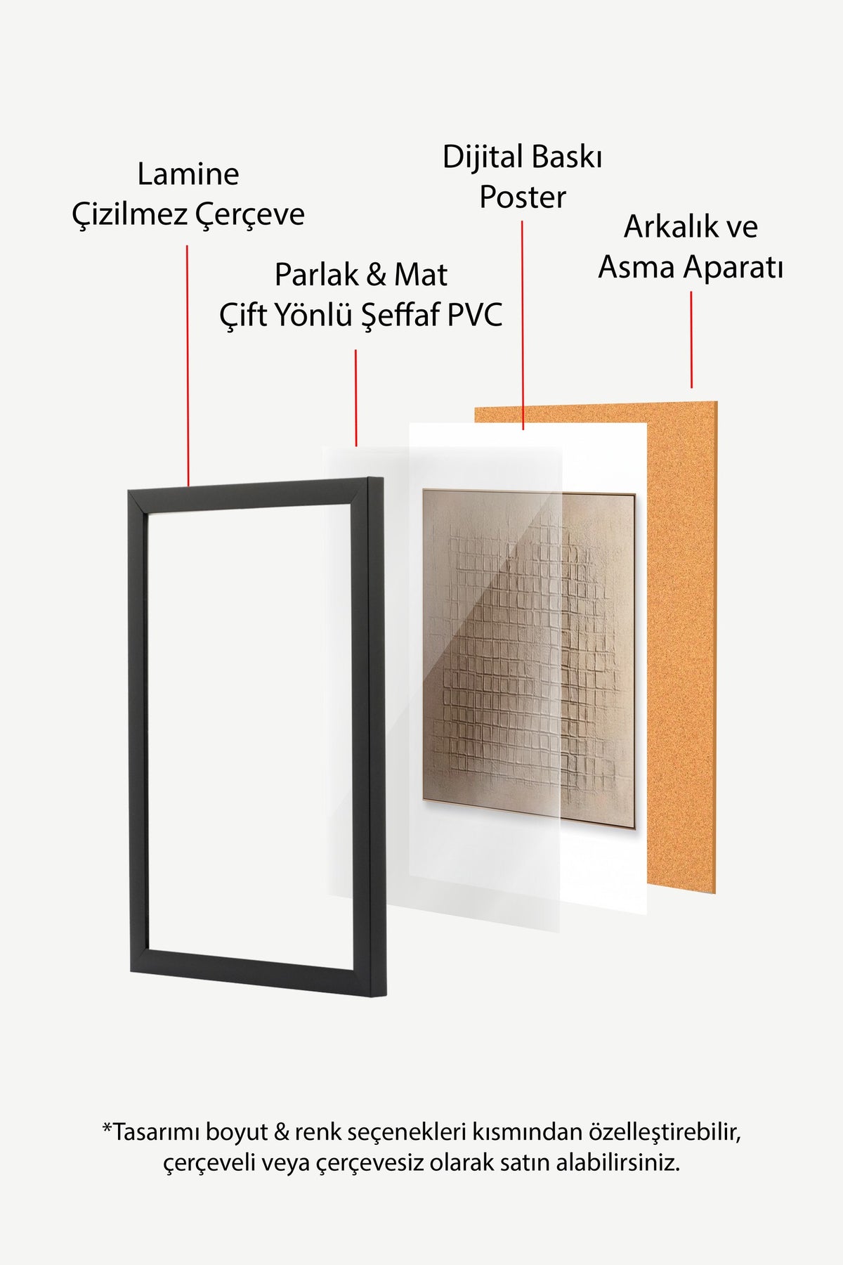 Dokulu Izgara Deseni Poster – Siyah Çerçeveli Tablo