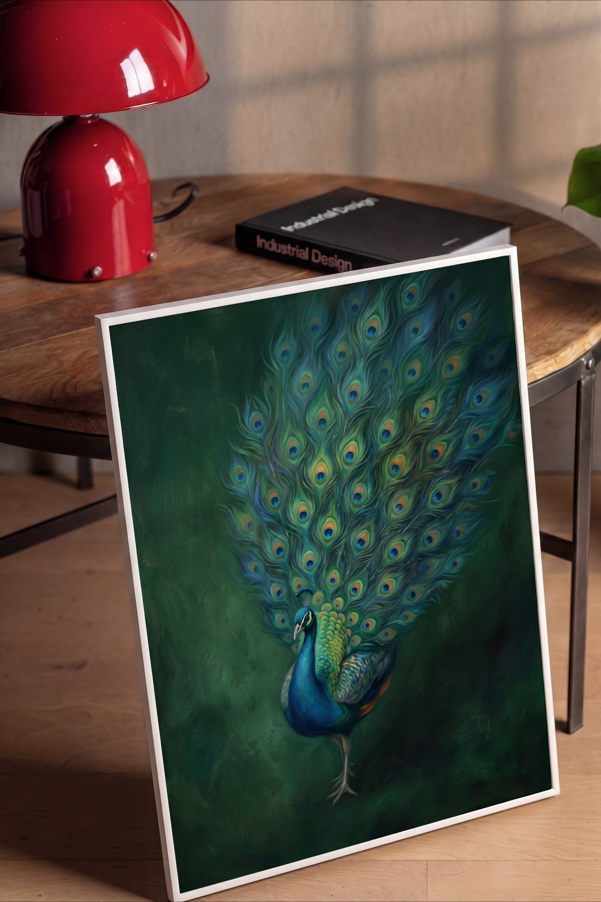 Tüylerini Açmış Tavus Kuşu Poster – Beyaz Çerçeveli Tablo