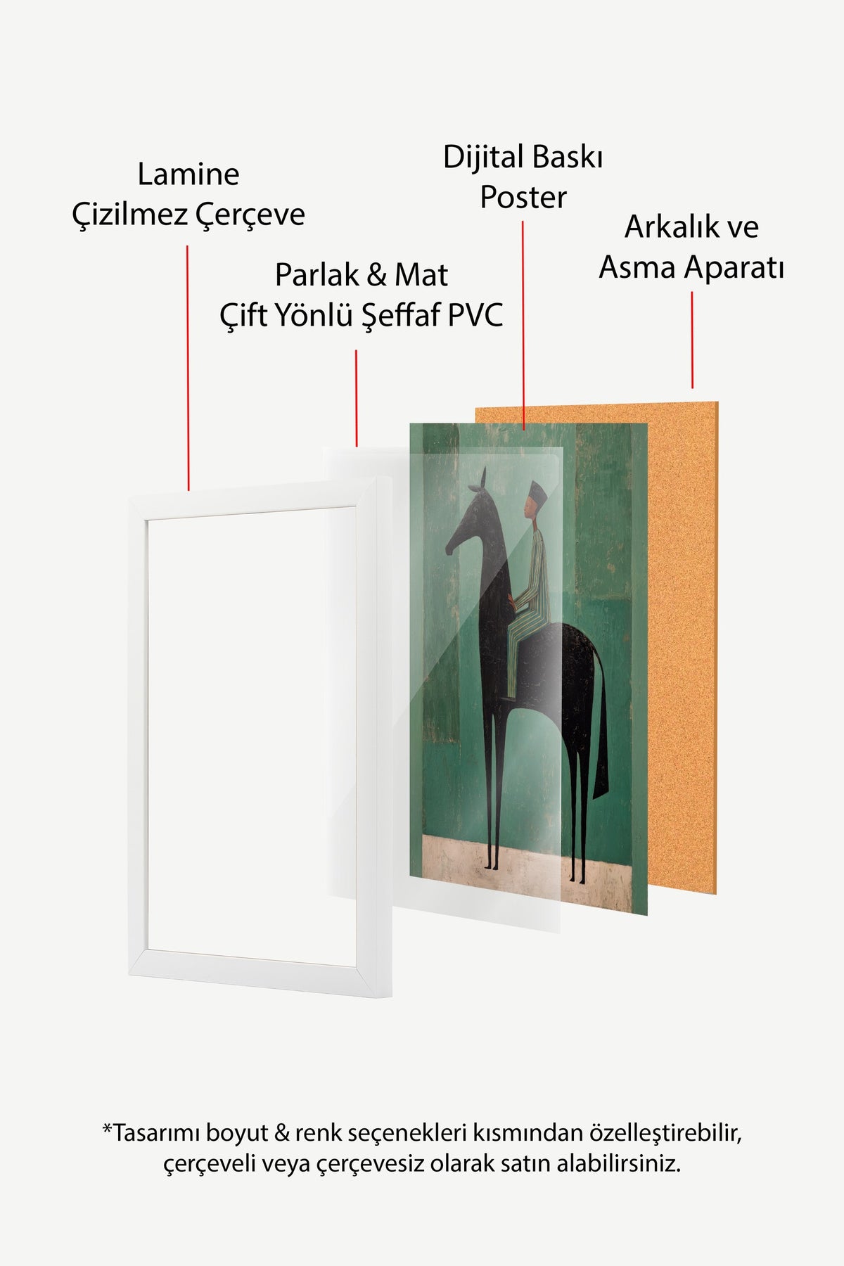 Yeşil Diyarda Atlı Figür Poster – Beyaz Çerçeveli Tablo