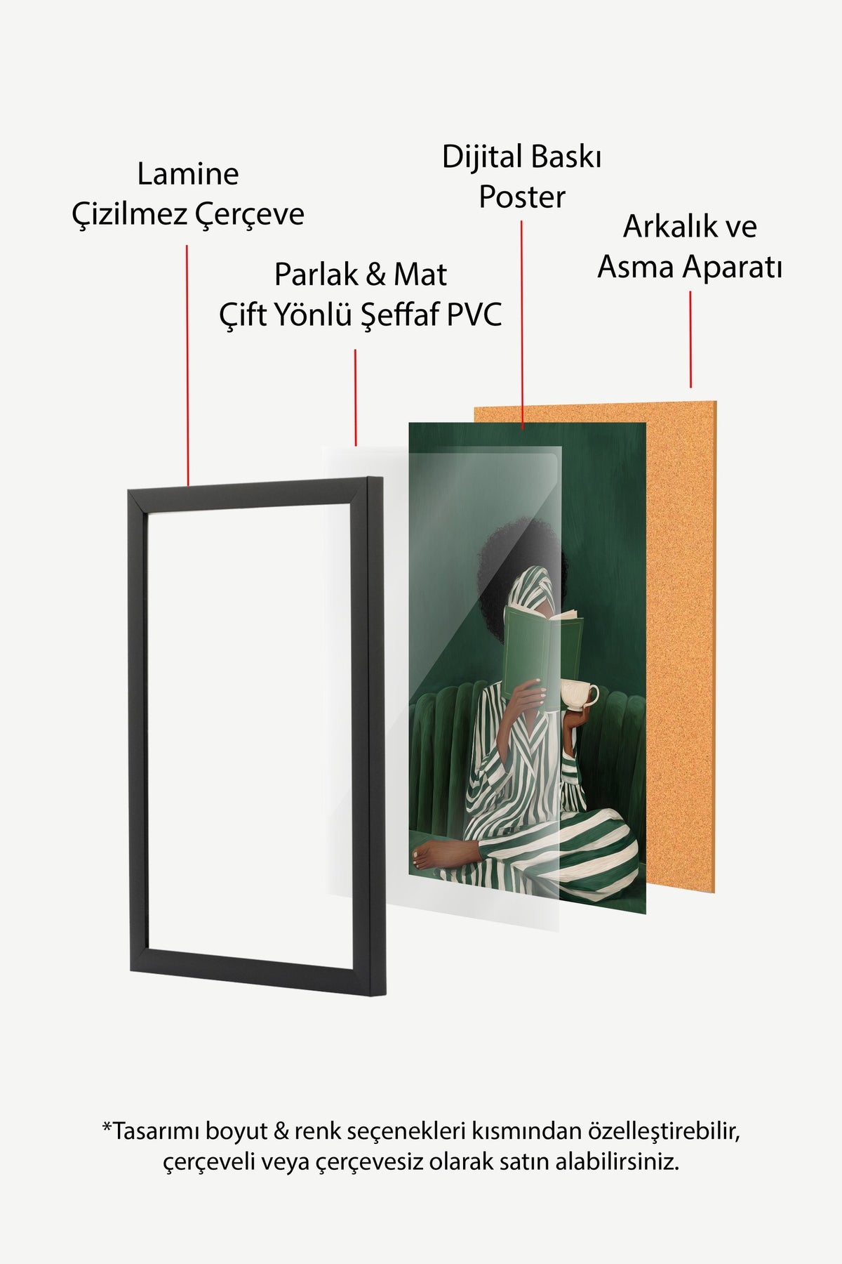 Kitap Okuyan Kadın Poster – Siyah Çerçeveli Tablo