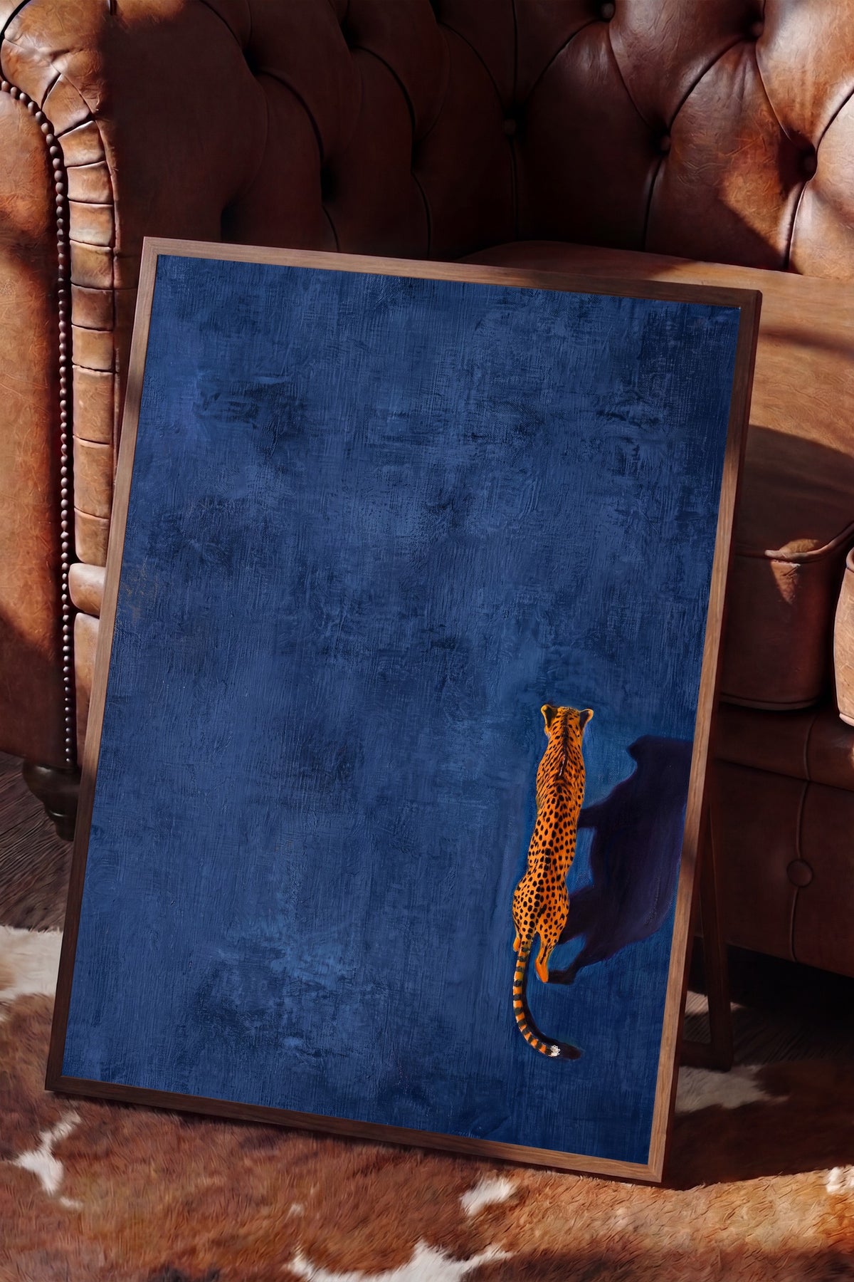 Gölgesindeki Çita Poster – Kahverengi Çerçeveli Tablo