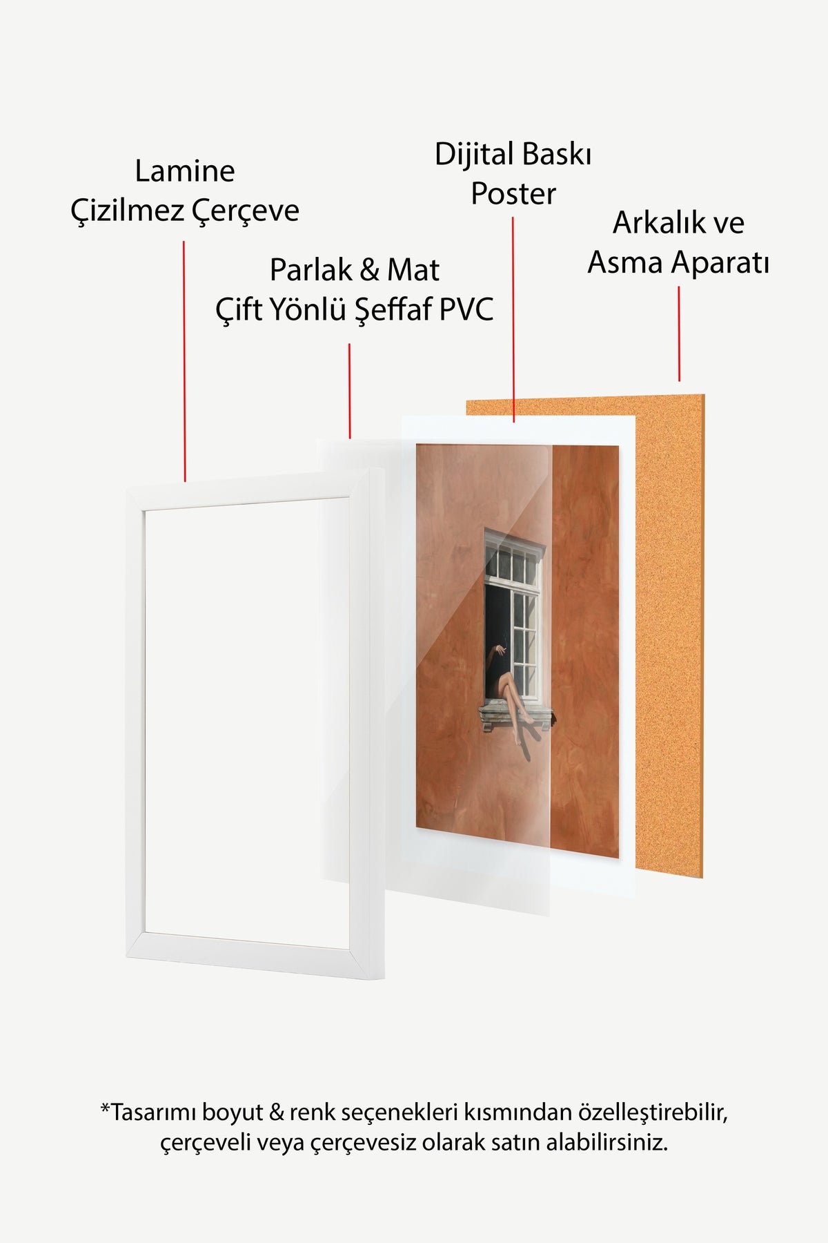 Pencere Kenarında Yalnızlık Poster – Beyaz Çerçeveli Tablo
