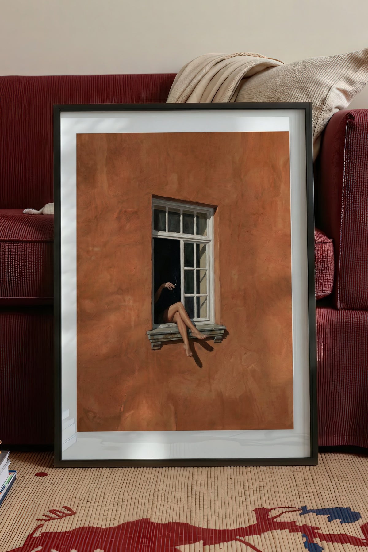 Pencere Kenarında Yalnızlık Poster – Siyah Çerçeveli Tablo