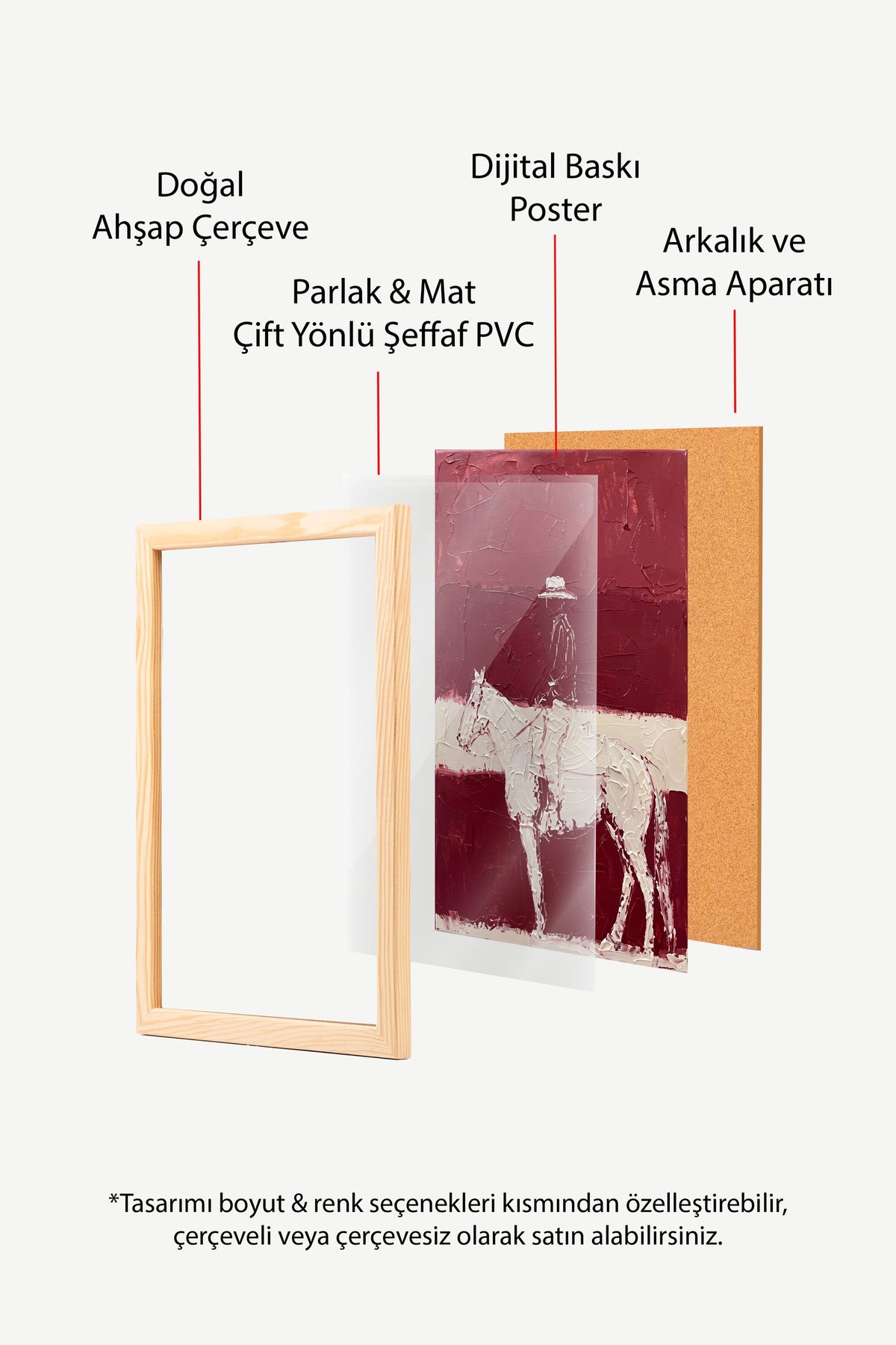 At Üzerinde Şapkalı Binici Poster – Ahşap Çerçeveli Tablo