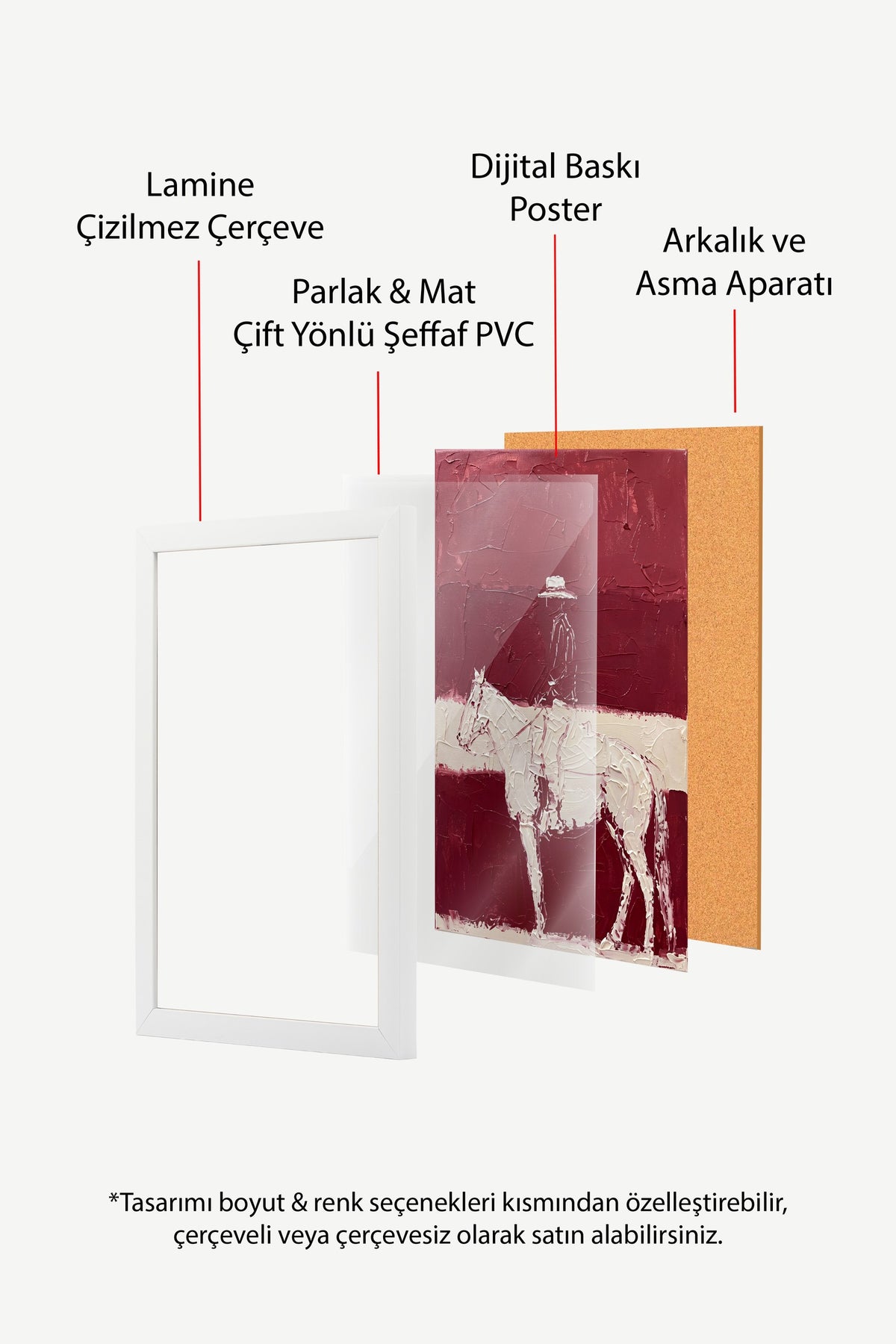 At Üzerinde Şapkalı Binici Poster – Beyaz Çerçeveli Tablo