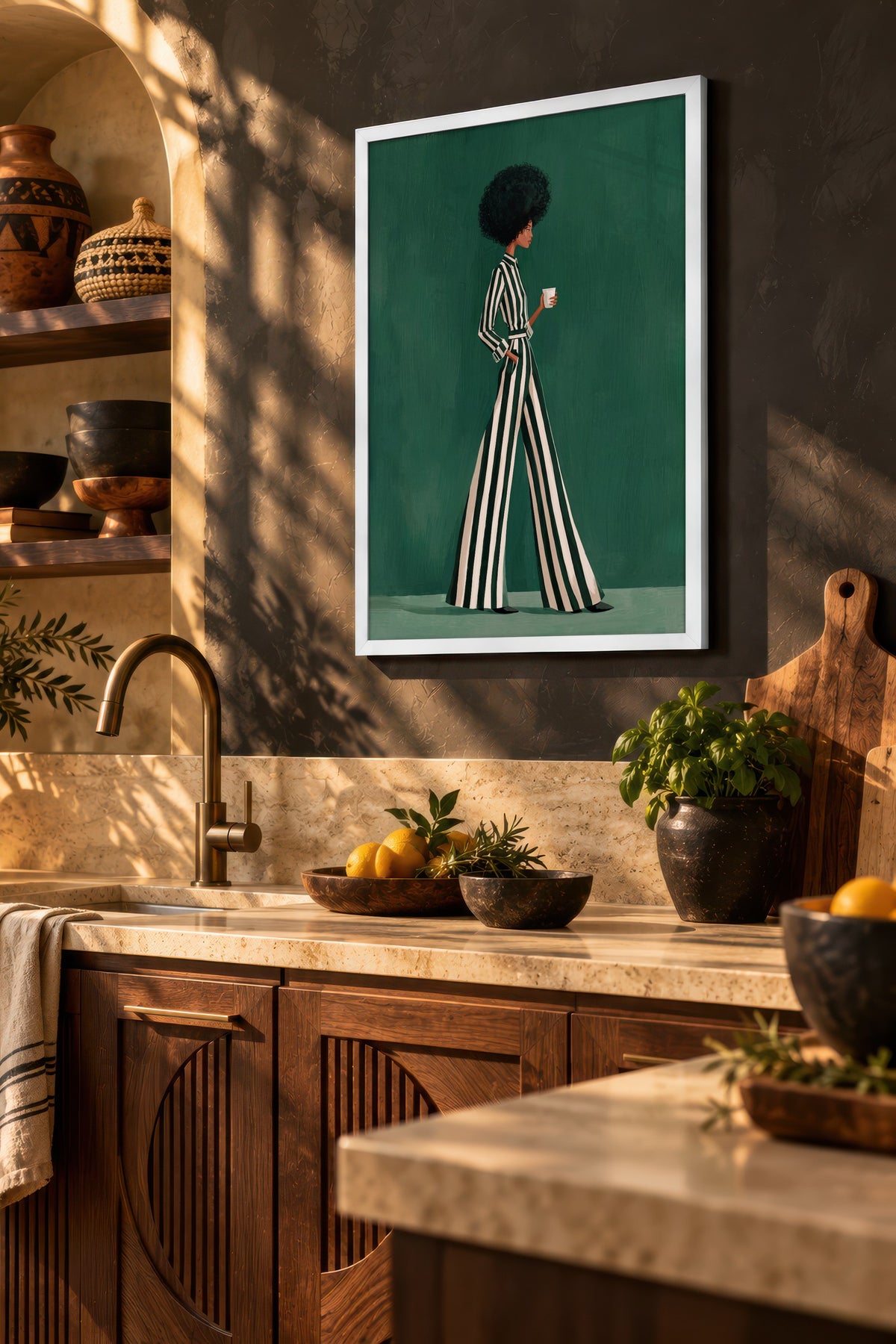 Çizgili Zarafet Poster – Beyaz Çerçeveli Tablo