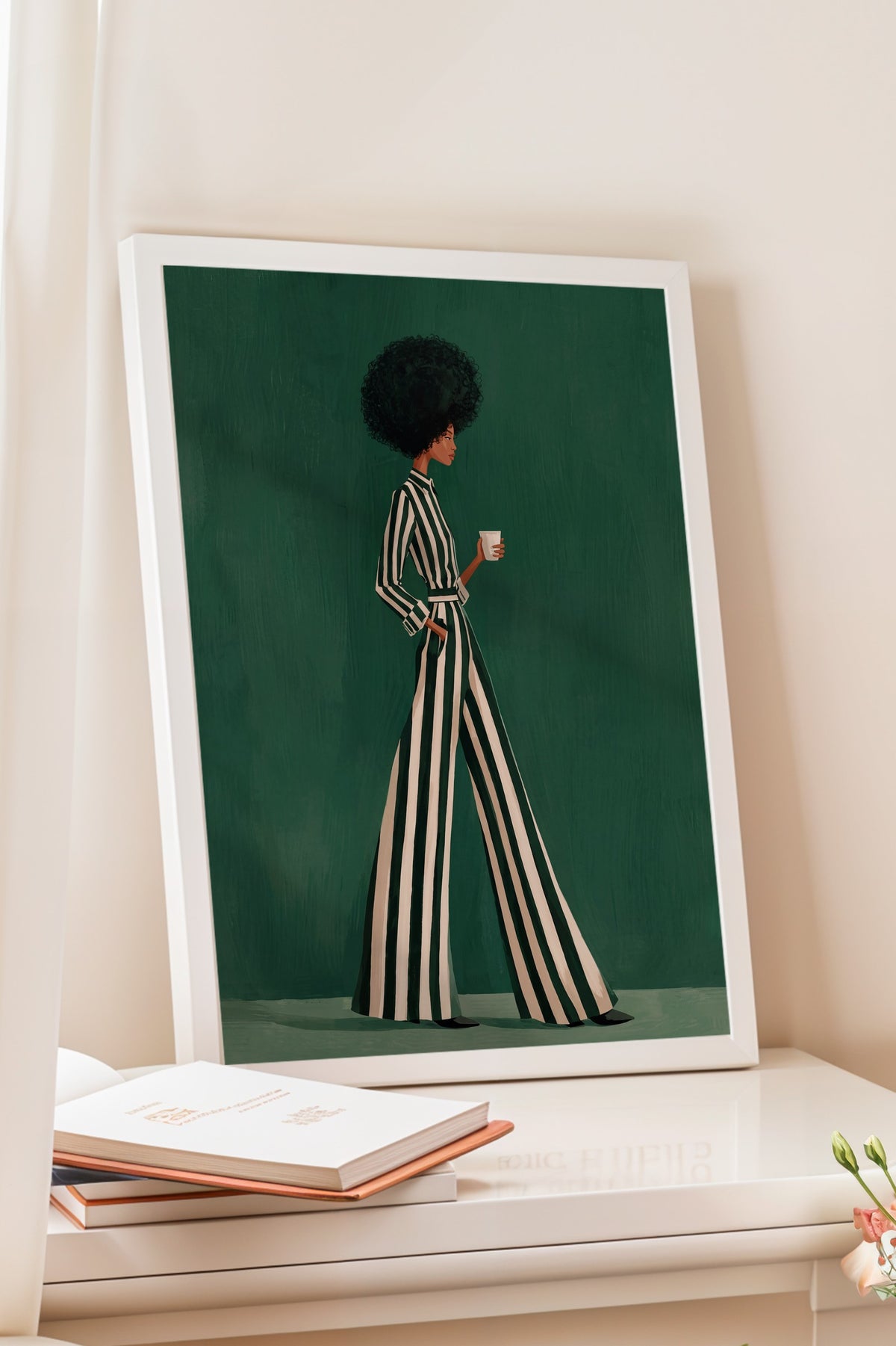 Çizgili Zarafet Poster – Beyaz Çerçeveli Tablo