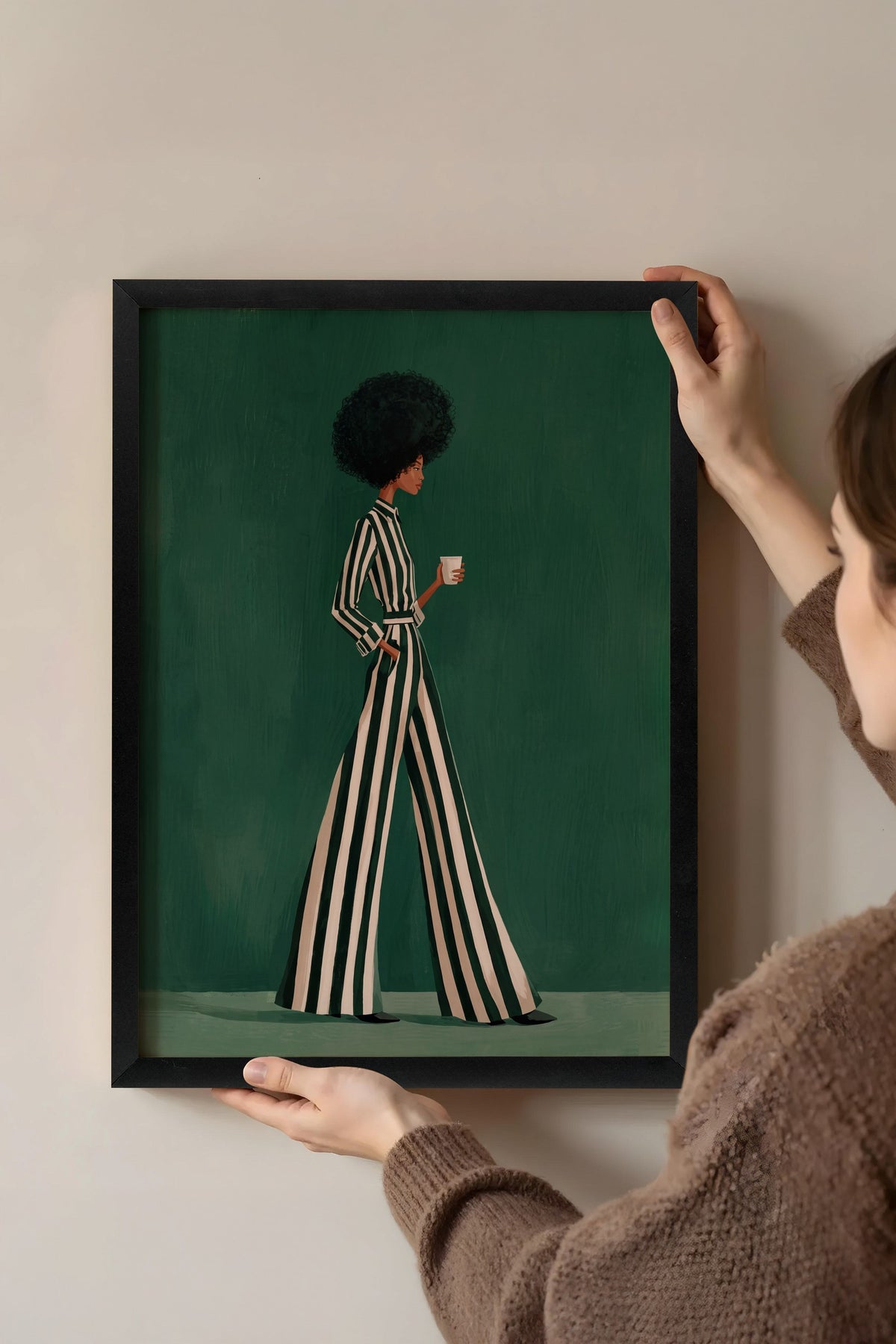 Çizgili Zarafet Poster – Siyah Çerçeveli Tablo