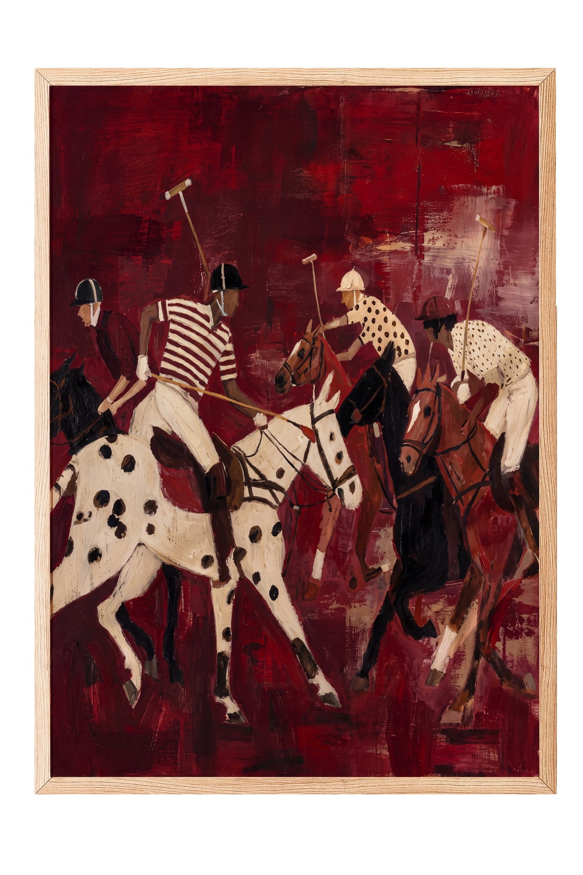 Kırmızı Zeminde Polo Oyuncuları Poster – Ahşap Çerçeveli Tablo