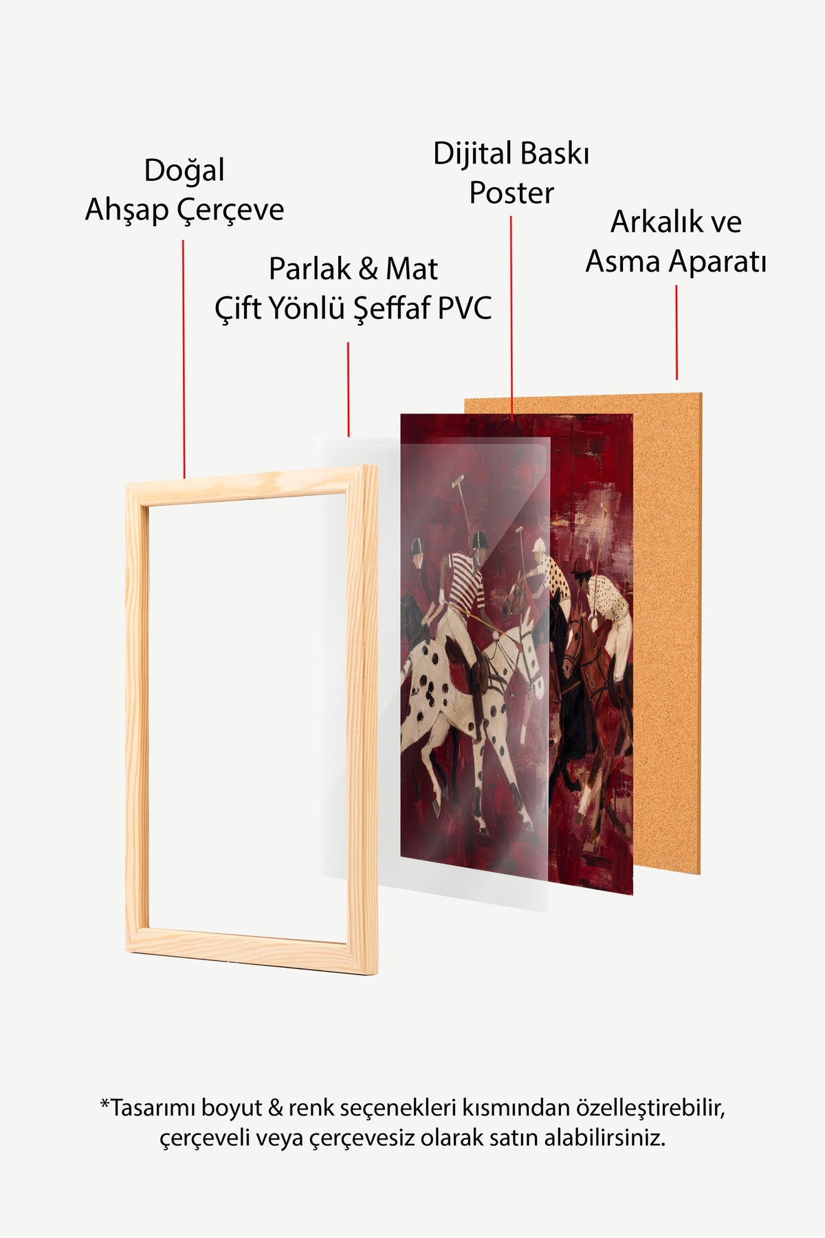 Kırmızı Zeminde Polo Oyuncuları Poster – Ahşap Çerçeveli Tablo