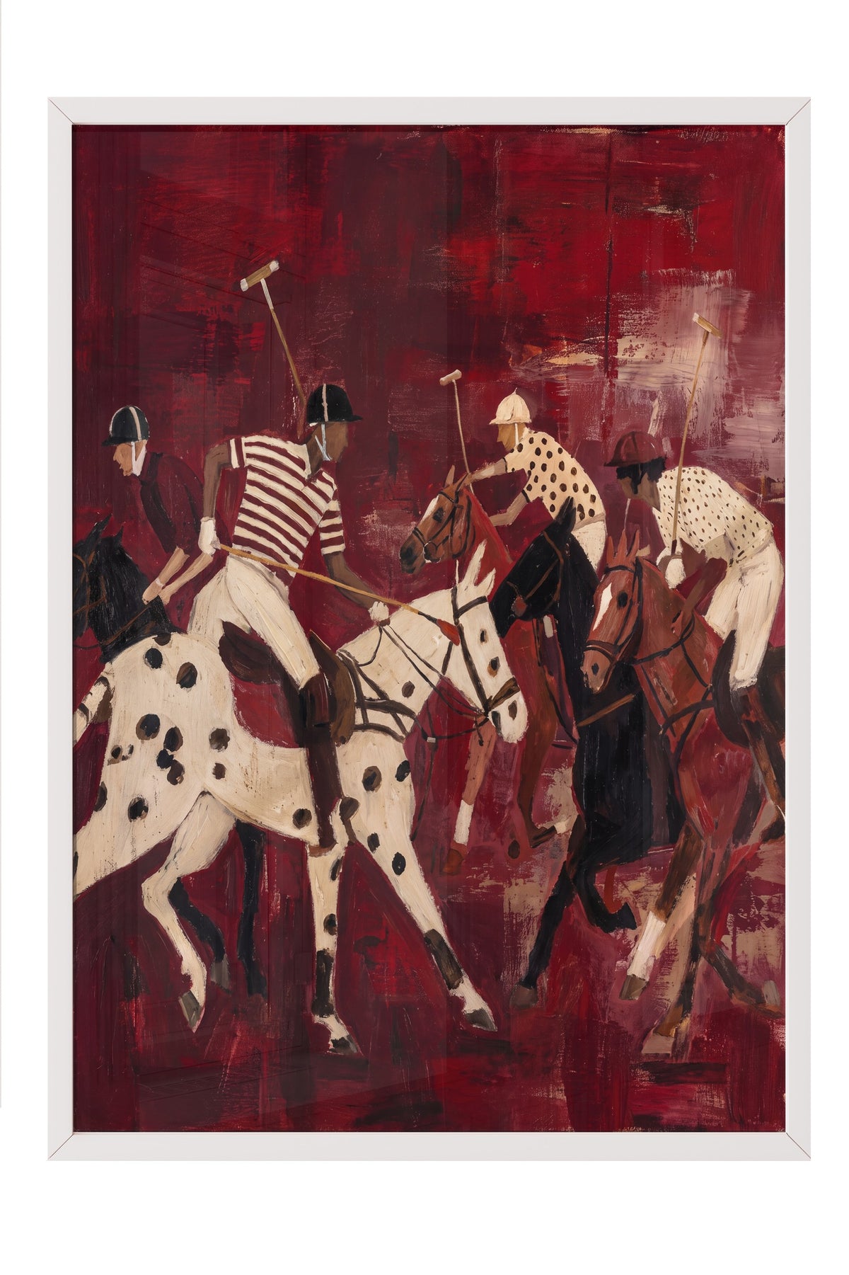 Kırmızı Zeminde Polo Oyuncuları Poster – Beyaz Çerçeveli Tablo