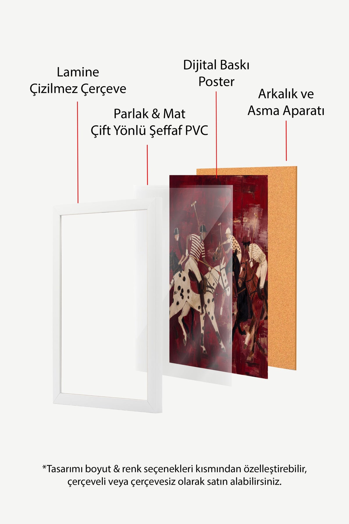 Kırmızı Zeminde Polo Oyuncuları Poster – Beyaz Çerçeveli Tablo