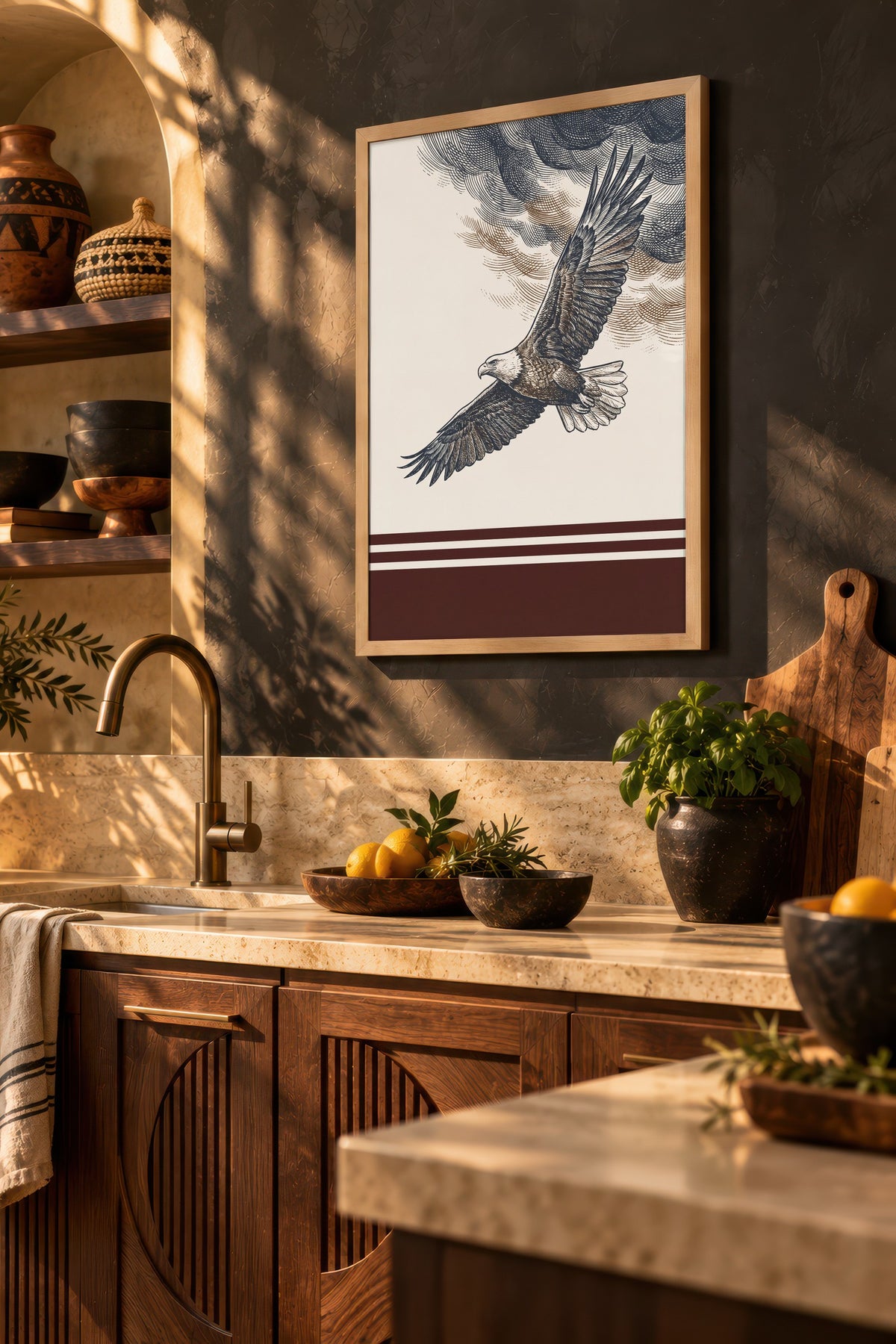 Bulutlarda Süzülen Kartal Poster – Ahşap Çerçeveli Tablo
