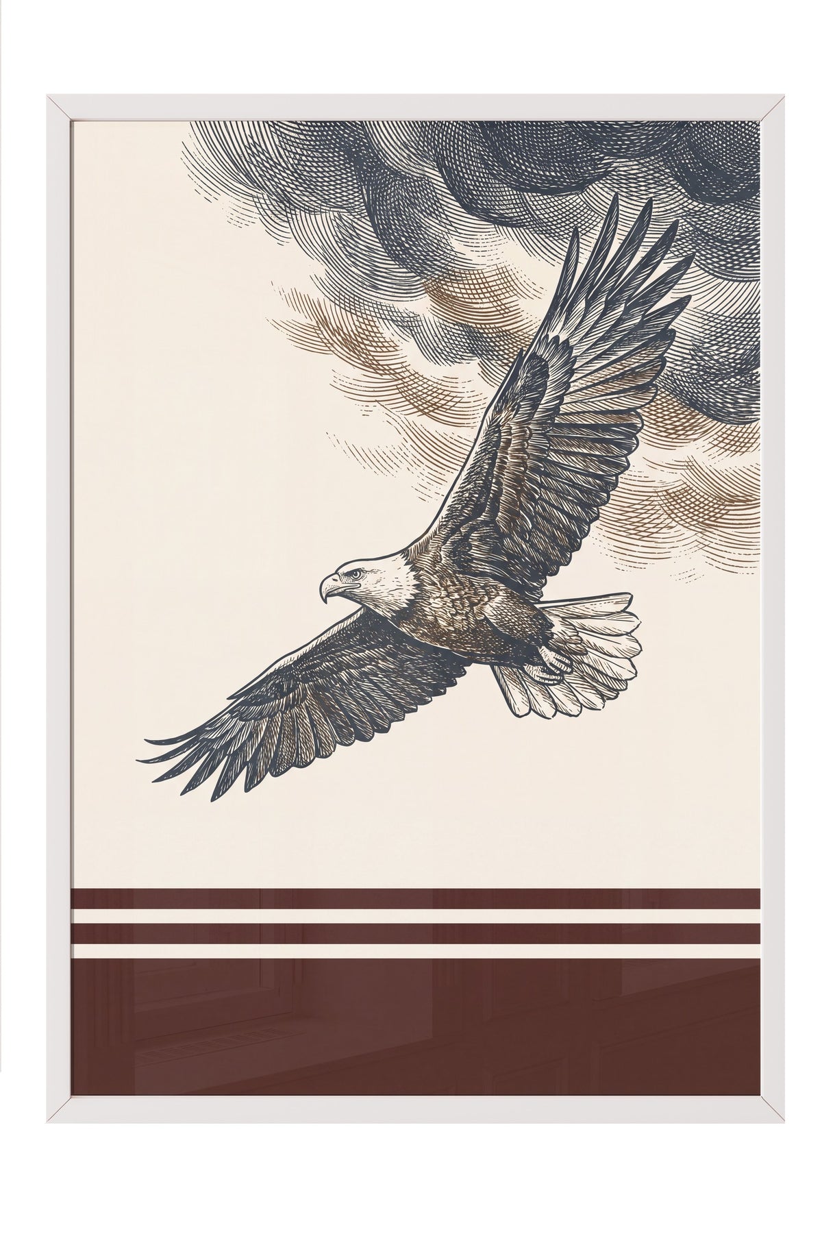 Bulutlarda Süzülen Kartal Poster – Beyaz Çerçeveli Tablo
