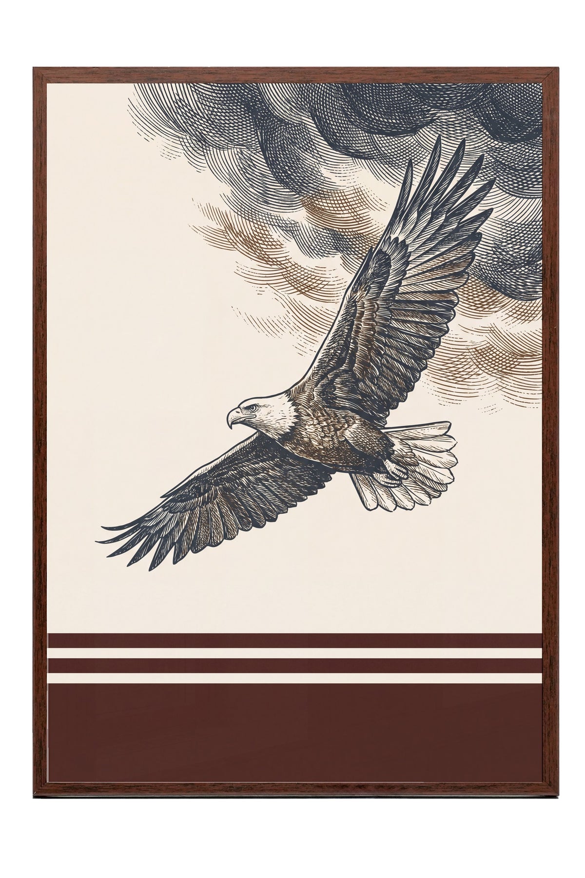 Bulutlarda Süzülen Kartal Poster – Kahverengi Çerçeveli Tablo