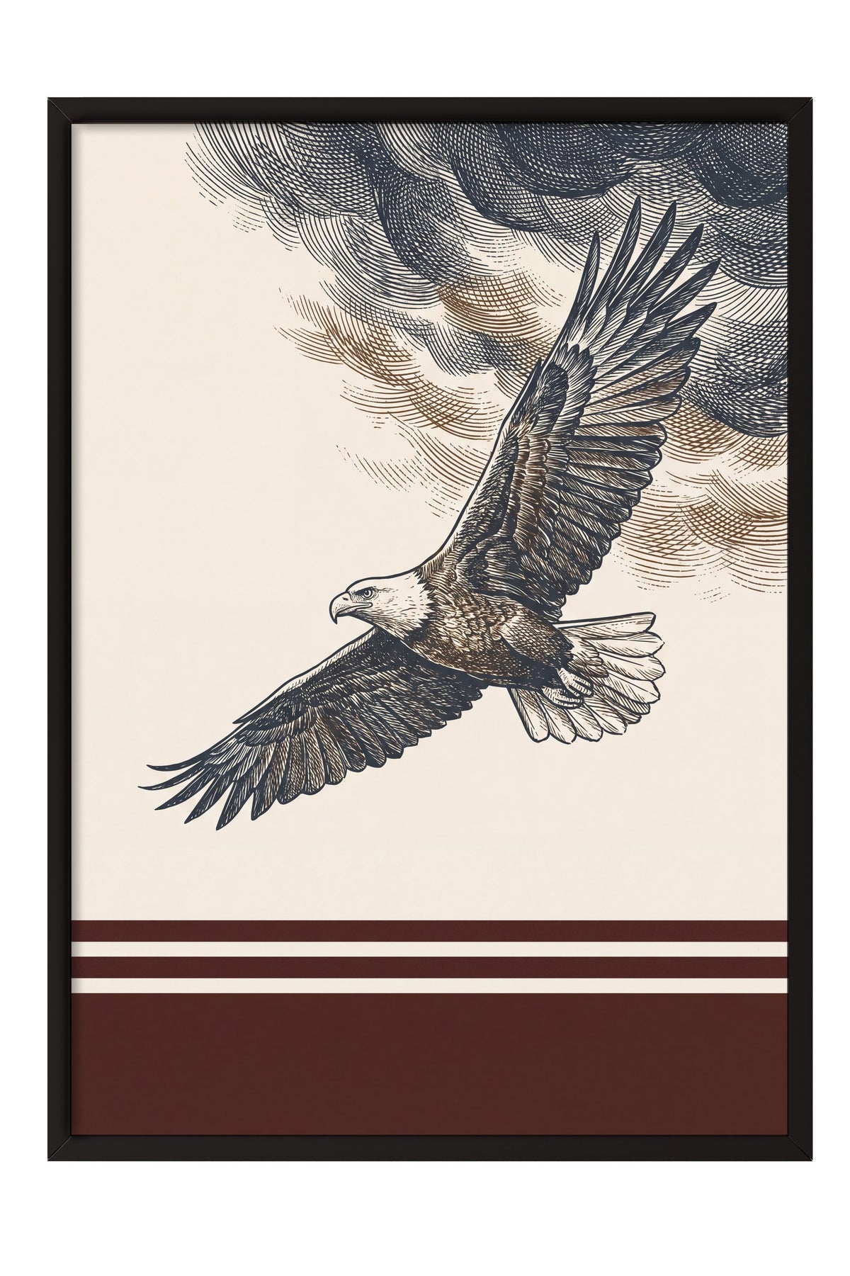 Bulutlarda Süzülen Kartal Poster – Siyah Çerçeveli Tablo