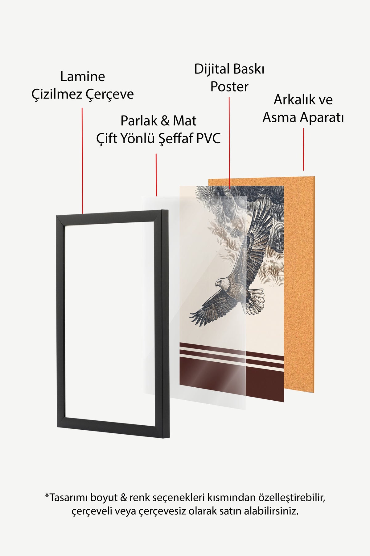 Bulutlarda Süzülen Kartal Poster – Siyah Çerçeveli Tablo