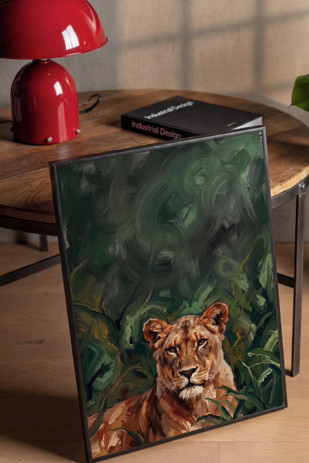 Yeşilliklerin İçinde Dişi Aslan Poster – Siyah Çerçeveli Tablo