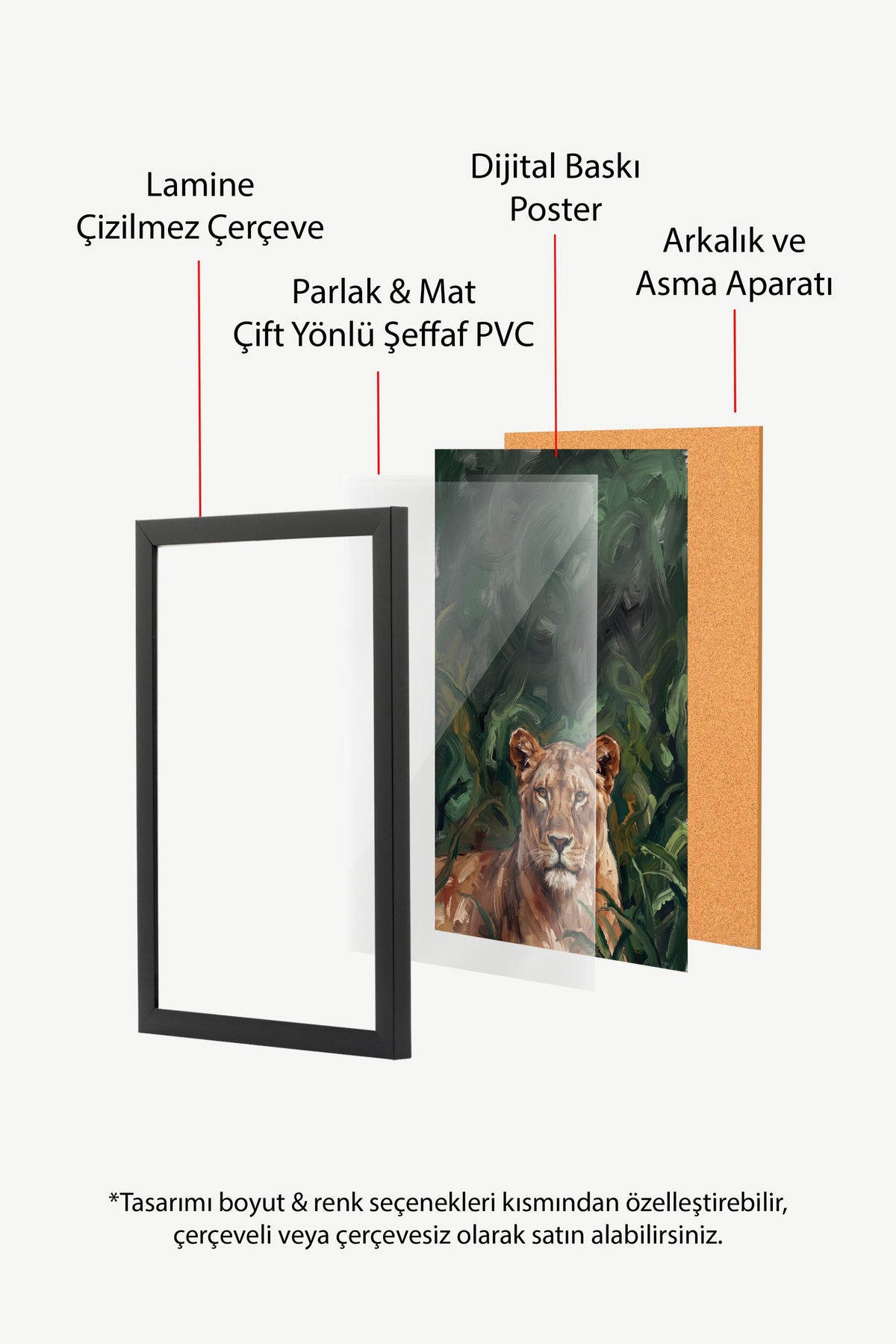 Yeşilliklerin İçinde Dişi Aslan Poster – Siyah Çerçeveli Tablo