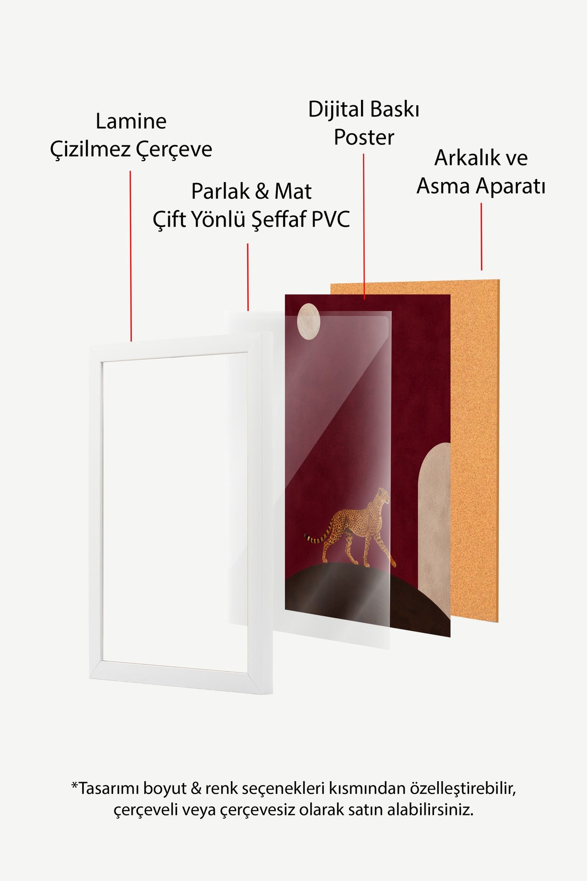 Ay Işığında Yürüyen Çita Poster – Beyaz Çerçeveli Tablo