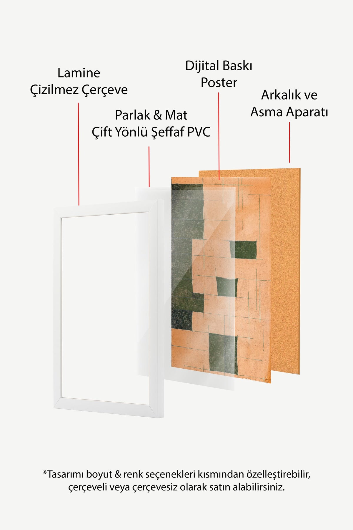 Geometrik Bloklar Kompozisyonu Poster – Beyaz Çerçeveli Tablo