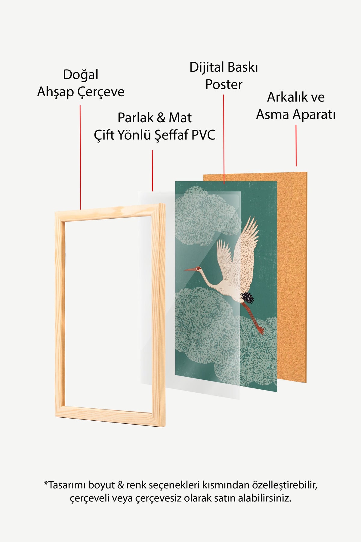 Bulutlar Arasında Turna Kuşu Poster – Ahşap Çerçeveli Tablo