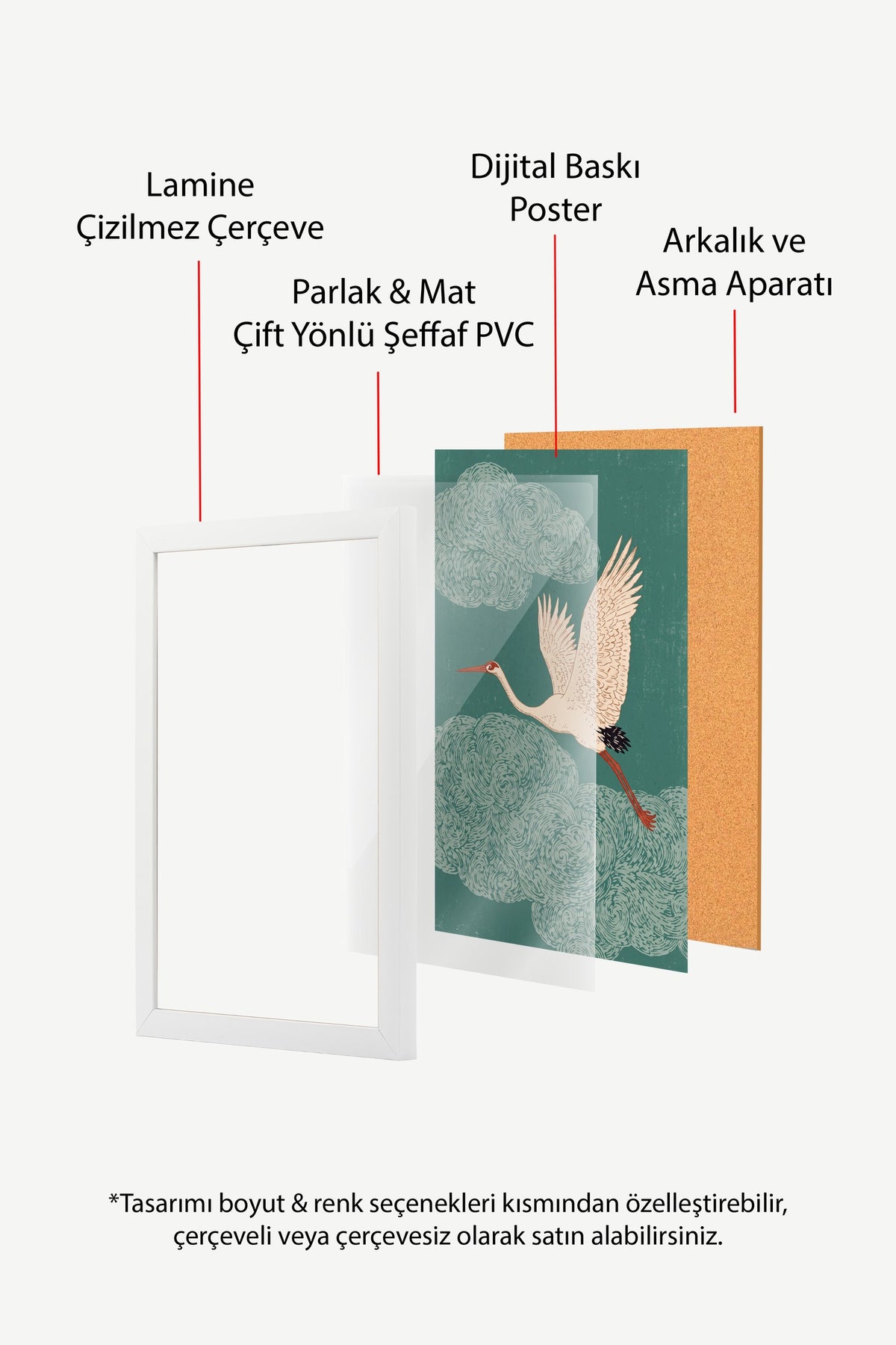 Bulutlar Arasında Turna Kuşu Poster – Beyaz Çerçeveli Tablo