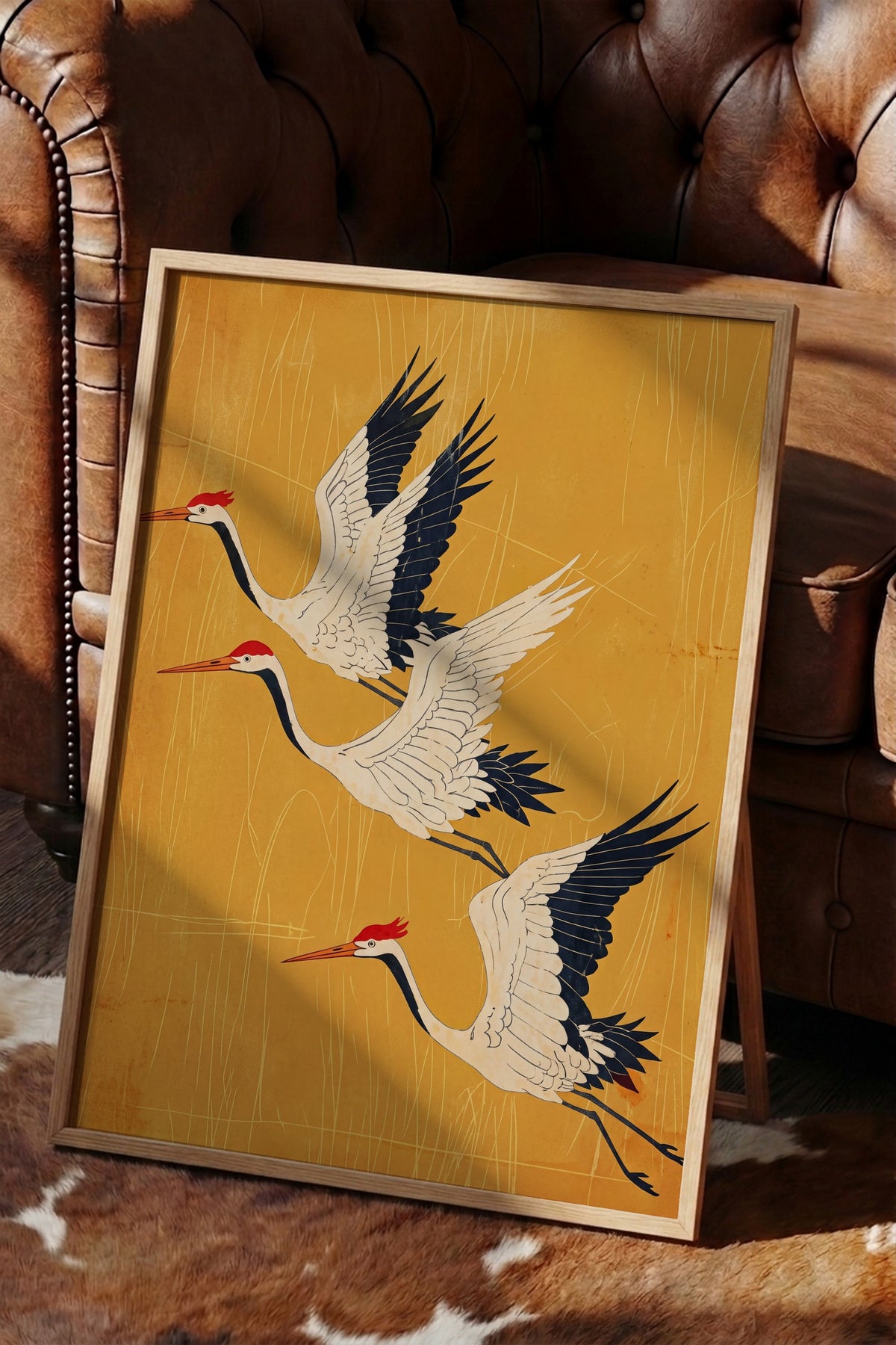 Uçan Turna Kuşları Poster – Ahşap Çerçeveli Tablo