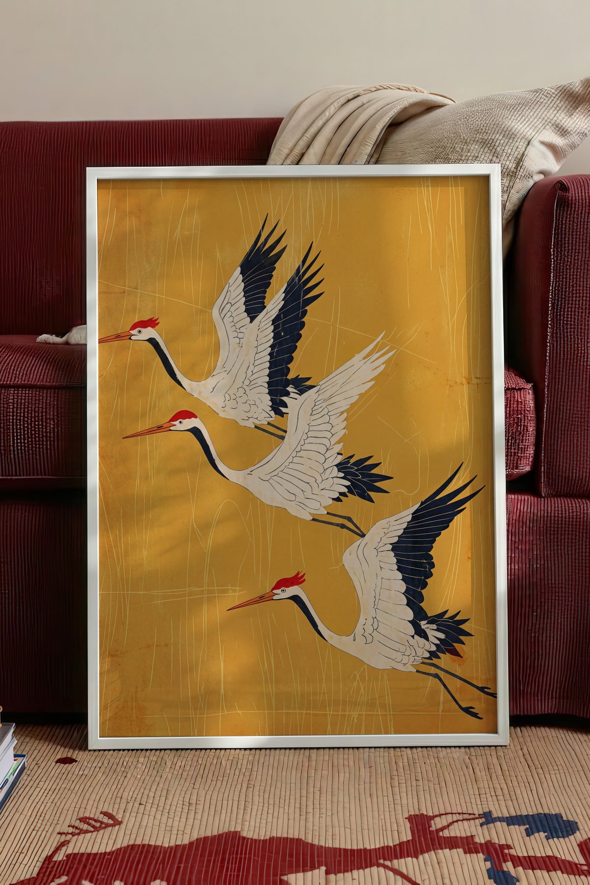 Uçan Turna Kuşları Poster – Beyaz Çerçeveli Tablo