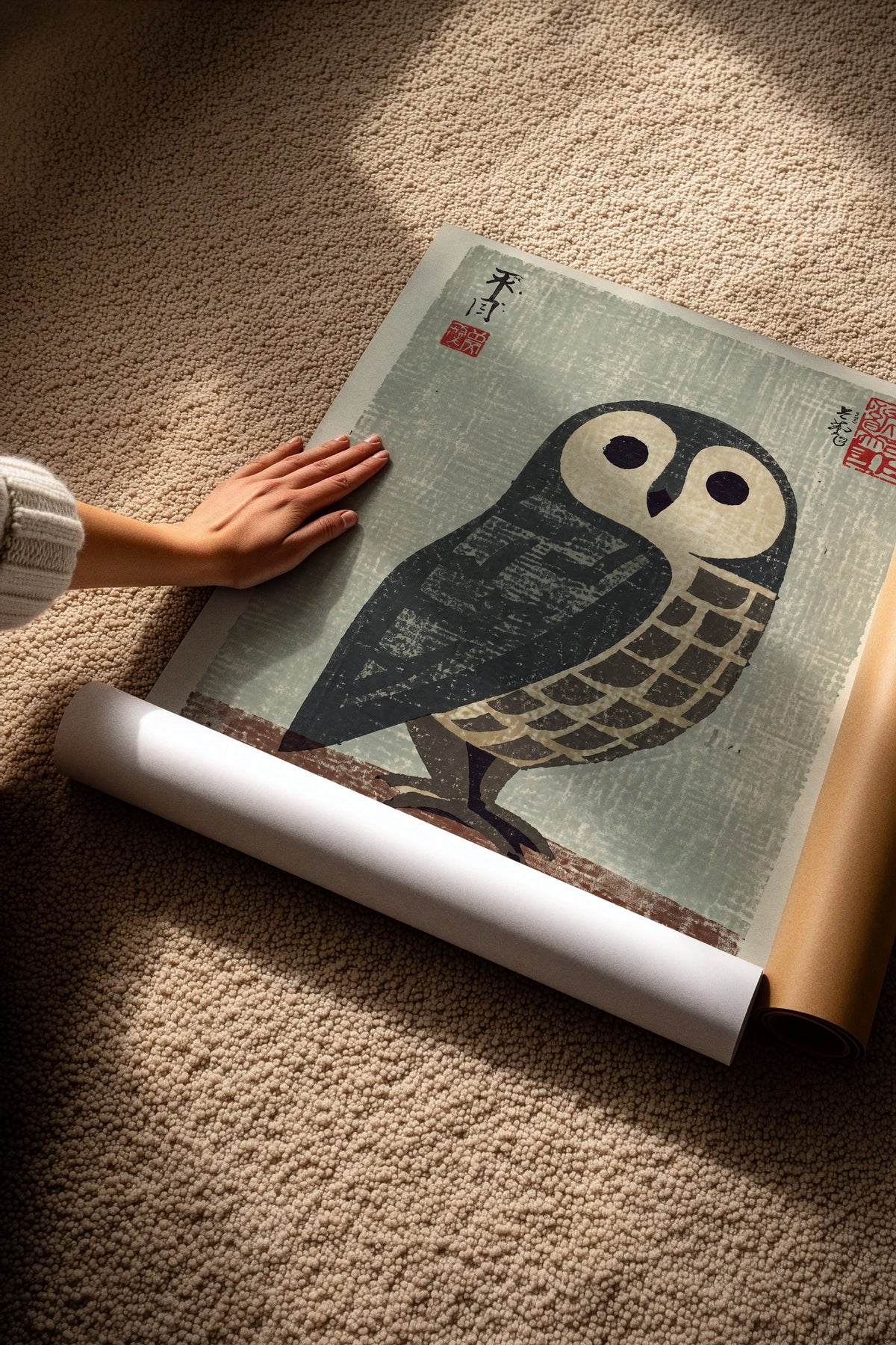 Japon Baskı Baykuş Çerçevesiz Poster
